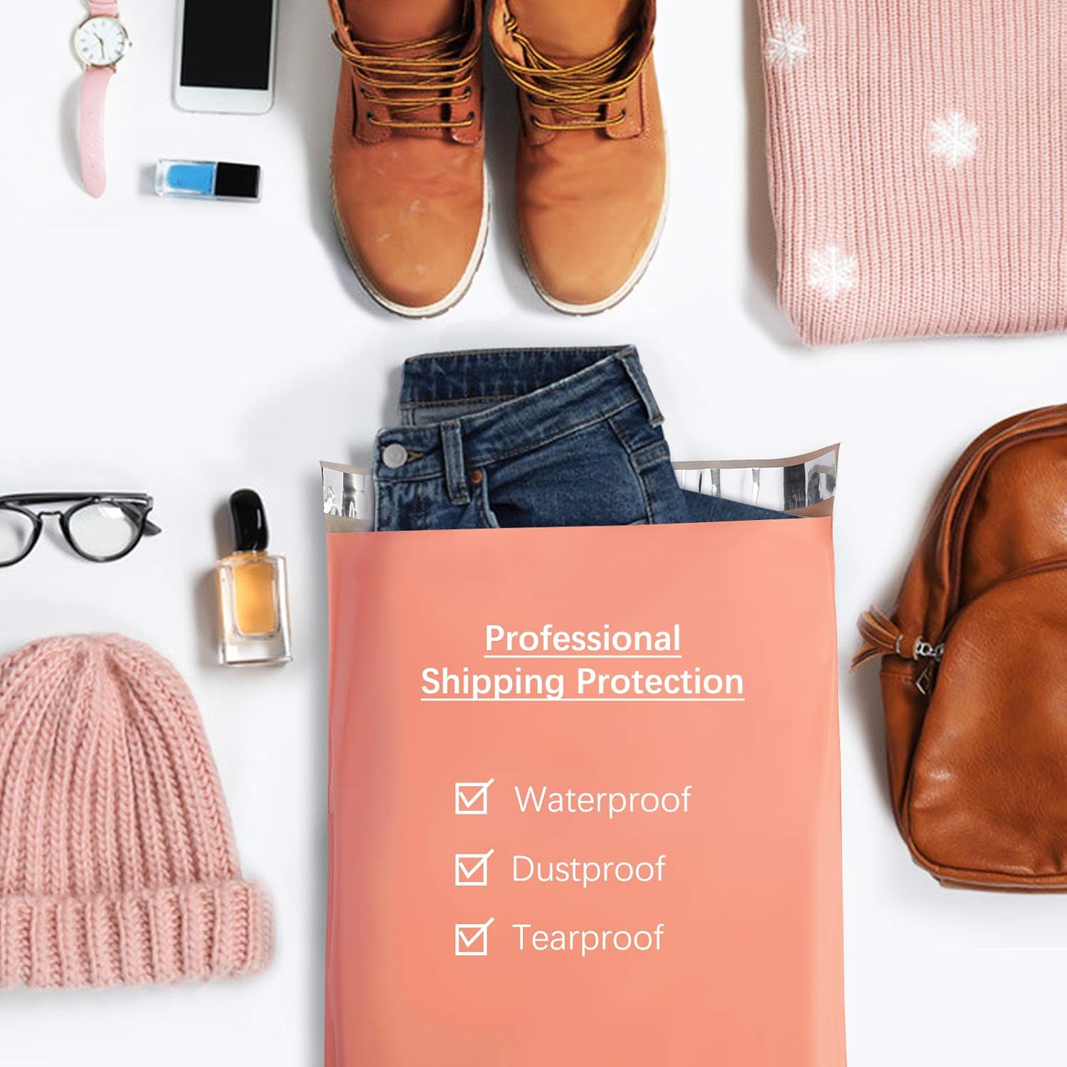 Metronic Poly Mailers 12x15.5 100 Pack Large Shipping Bags，Strong Adhesive Mailing Bags, Waterproof and Tear-Proof Multipurpose Envelopes for Clothing, Small Business,Boutique, Postal Bags Peach Pink : Office Products