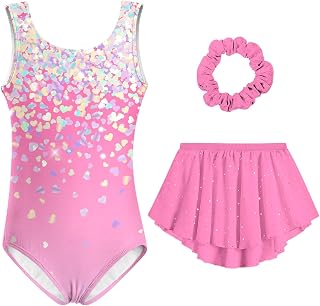 Gymnastics Leotards for Girls 3-Piece Outfit with Skirt
