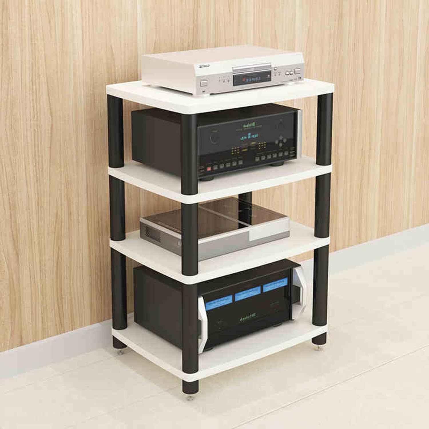Wieża multimedialna Audio Szafka Stojak Audio Stereo Wieża Stojak na gramofon Nowoczesny Mid-Century Entertainment Storage Stereo Komponent Do Salonu G