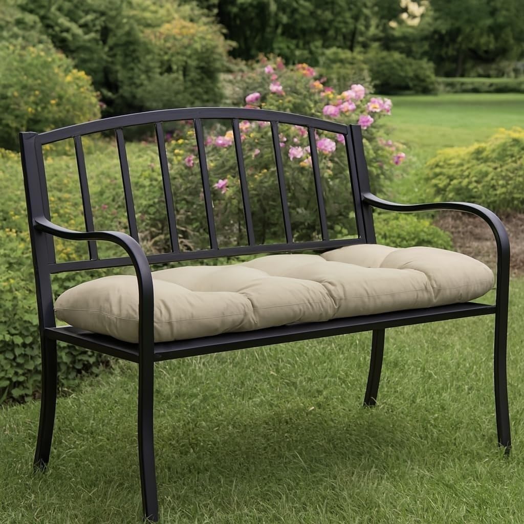 Set 3 Cuscini Impermeabili Divano Esterno Giardino Sostituzione per Mobili in Rattan e Vimini Seduta 110x50x10cm+2 Cuscini Schienale a U 48x48cm per Terrazzo e Balcone(Beige)