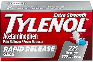 Tylenol Extra Strength Acetaminophen: Rapid Pain and Fever Reliever with Laser-Drilled Gelcaps