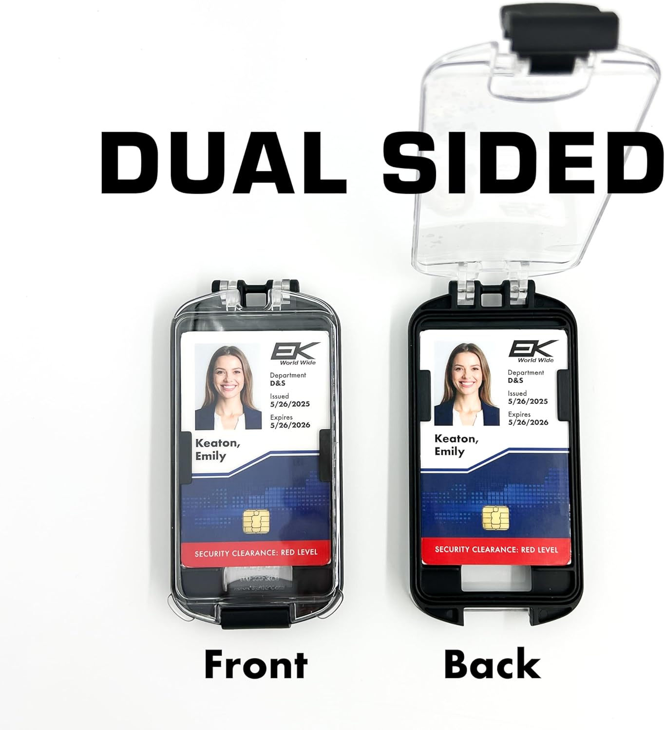 EK World Wide Guardian™ FIPS‑201 Credential Holder with Detachable Breakaway Lanyard – Waterproof, Floatable ID Badge and Neck Strap – Holds Two Cards