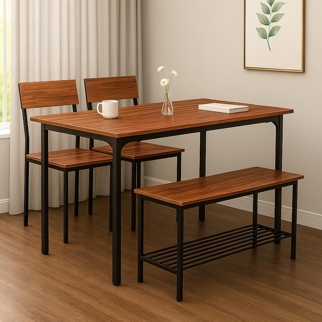 Steel Dining Table 4 Seater - Small Dining Table for 4 with Chairs - Compact Dining Table Set for Home Kitchen Office - Dinning Table Chair Set - Space Saving Design-image-47