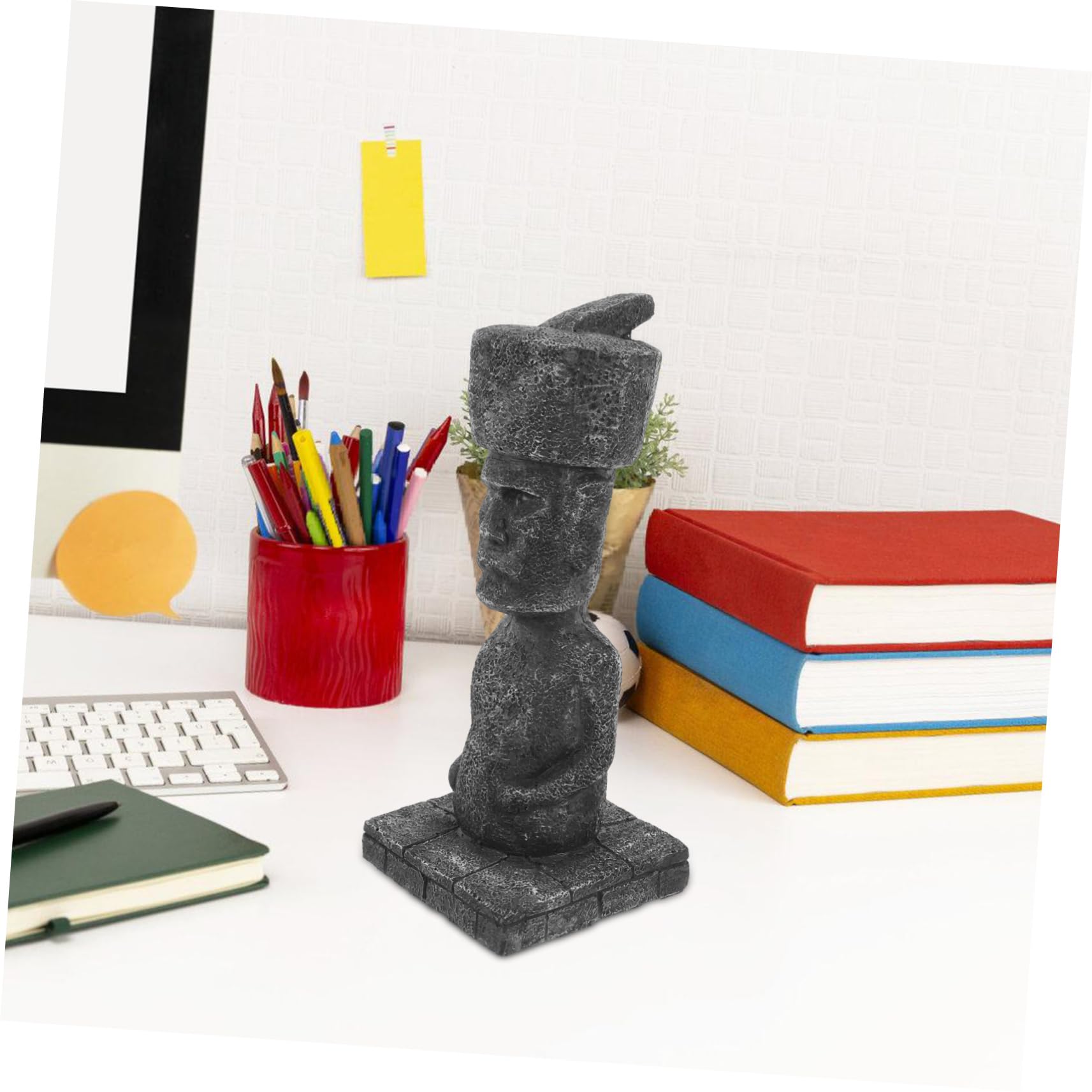 Mobestech Statua Moai Facile da Sistemare Decorazione Antica in Resina Effetto Realistico, Grotta Rocciosa per Acquario e Casa