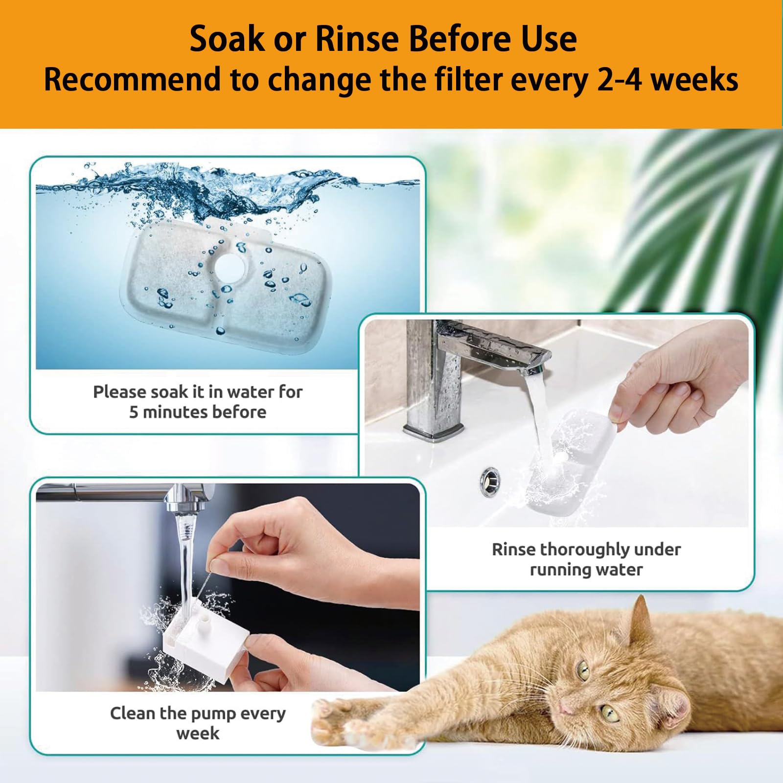 Paquete de 12 filtros de repuesto para fuente de agua para gatos compatibles con PETLIBRO® Dockstream Cat Water Fountain PLWF005/PLWF115/PLWF105, filtro de repuesto de triple sistema de filtración con