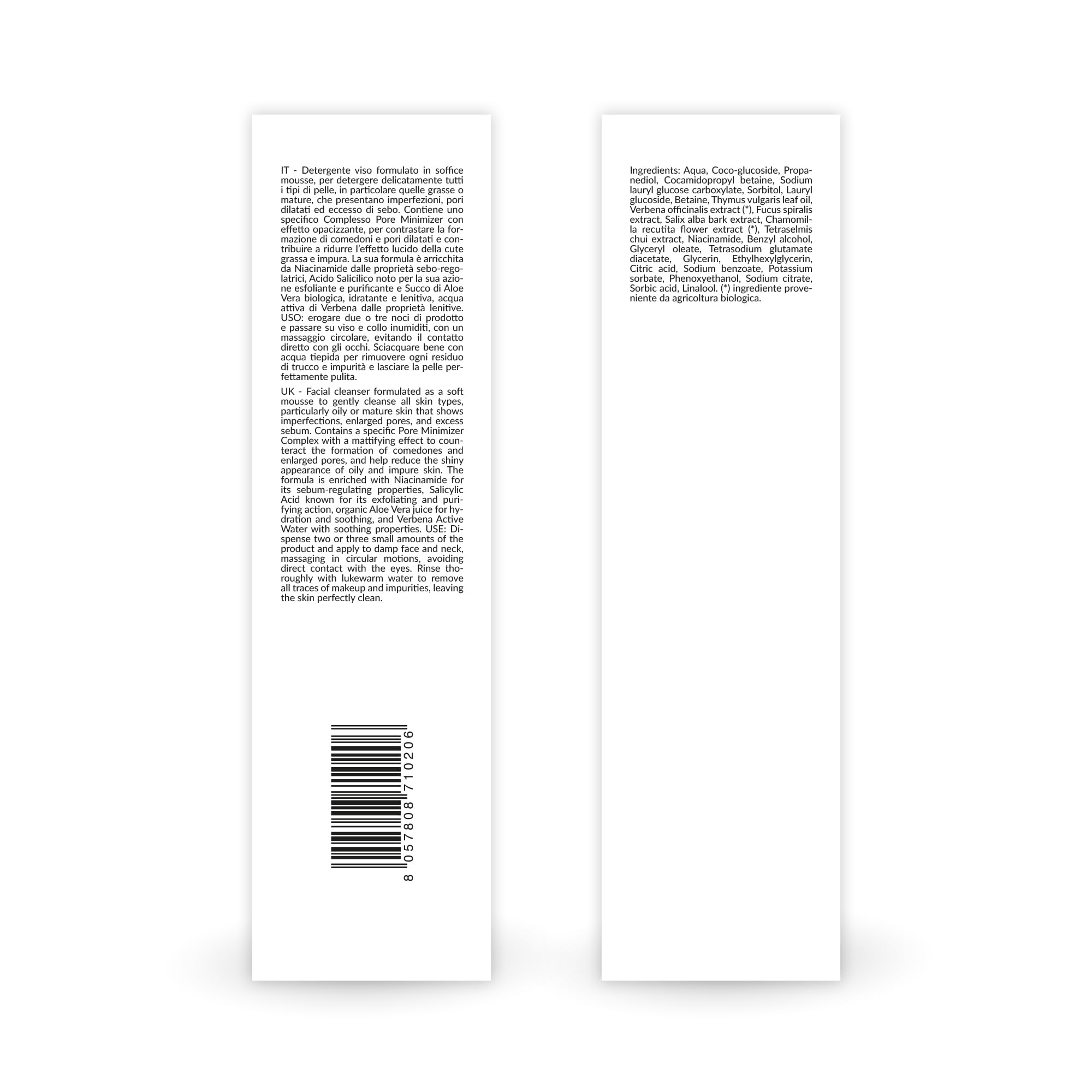 Wikirose Mousse Detergente Viso Opacizzante e Astringente con Complesso Pore Minimizer, Niacinamide e Acido Salicilico, Aloe Vera, per Pelle Grassa Mista e Impura, 150ml