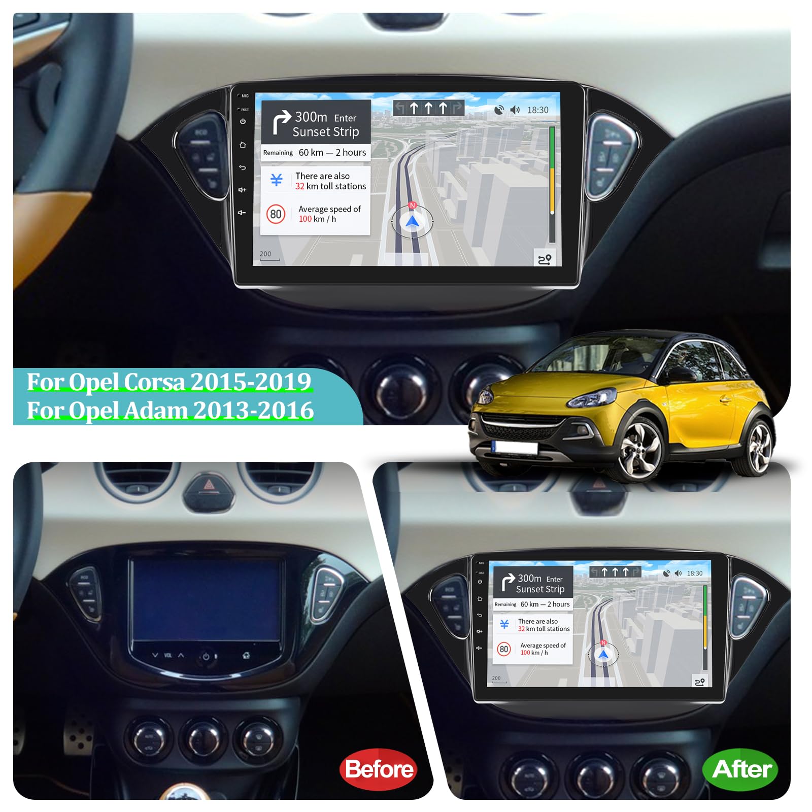8 Core 4G+64G Autoradio per Opel Corsa 2015-2019/Opel Adam 2013-2016 con Senza Fili Carplay e Android Auto, 9 Pollici Schermi Tattili 2 Din Stereo supporto WiFi/GPS/32EQ DSP/FM RDS/Bluetooth 8 Core 4G+64G Autoradio per Opel Corsa 2015-2019/Opel Adam 2013-2016 con Senza Fili Carplay e Android Auto, 9 Pollici Schermi Tattili 2 Din Stereo supporto WiFi/GPS/32EQ DSP/FM RDS/Bluetooth