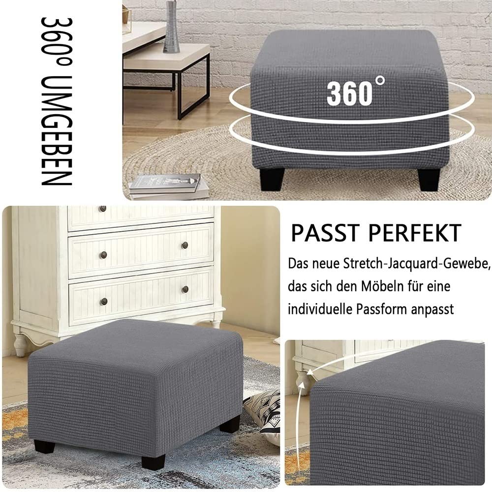 Vierkante Stretch poef hoes grote poef hoezen voetenbank beschermen antislip voetenbank hoes poef hoes met elastische bodem, wasbaar (Color