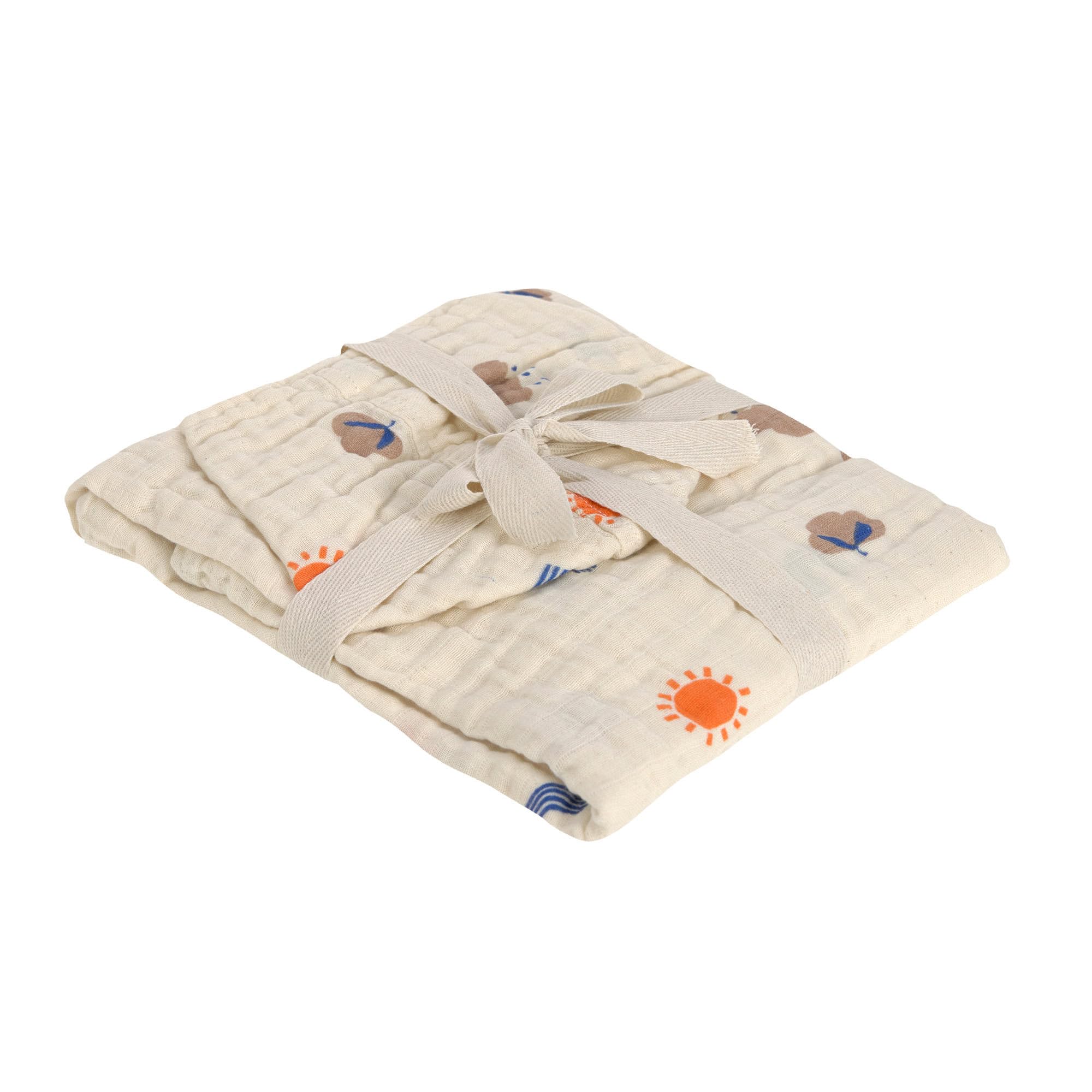 LÄSSIG Poncho da bagno in mussola per bambini con cappuccio/Muslin Poncho Blossom Nature
