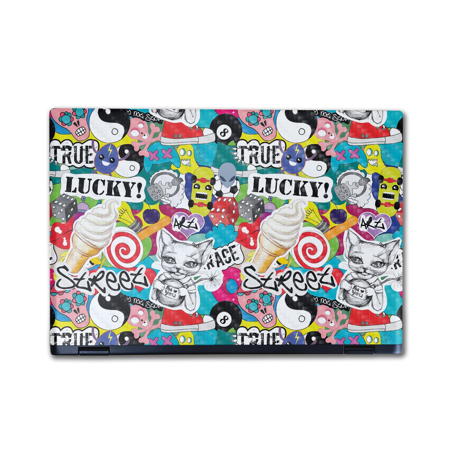 Carbon Fiber Laptop Skin Compatible with Alienware M16 R2 (2024) - Sticker Bomb - Premium 3M Vinyl Protective Wrap Decal Cover - Easy to Apply | Crafted in The USA by MightySkins