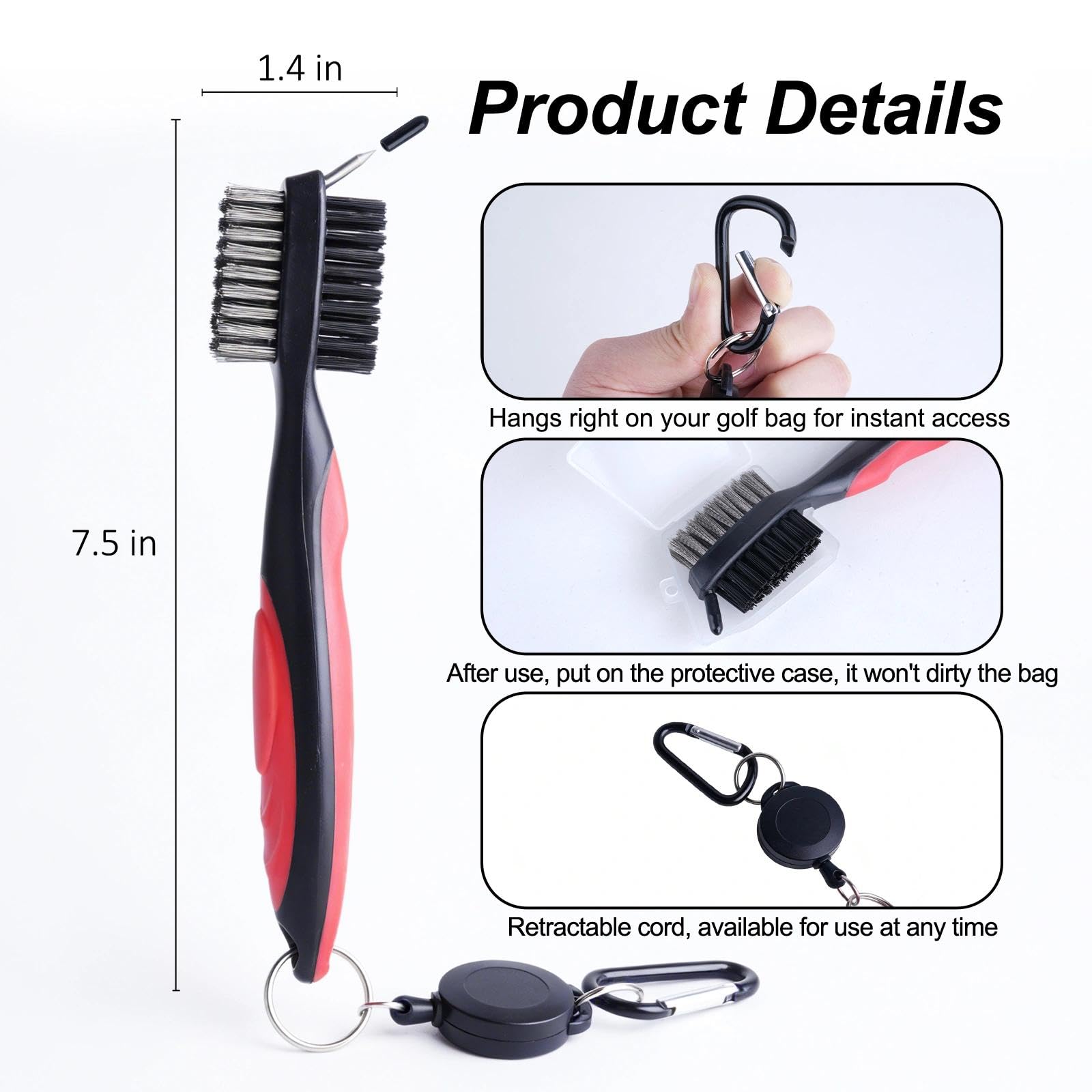 HH-Eason Reinigungsbürste für Golfschläger und Golfschuhe, langlebig, Griff zum Entfernen von Schmutz und Schlamm, Shoe Brush and Club Brush