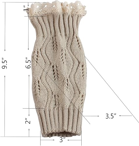 Miniatura 7 de Calcetines de botas para mujer, calentadores cortos de invierno para piernas, con encaje de ganchillo, puños de botas de punto para mujer, botas