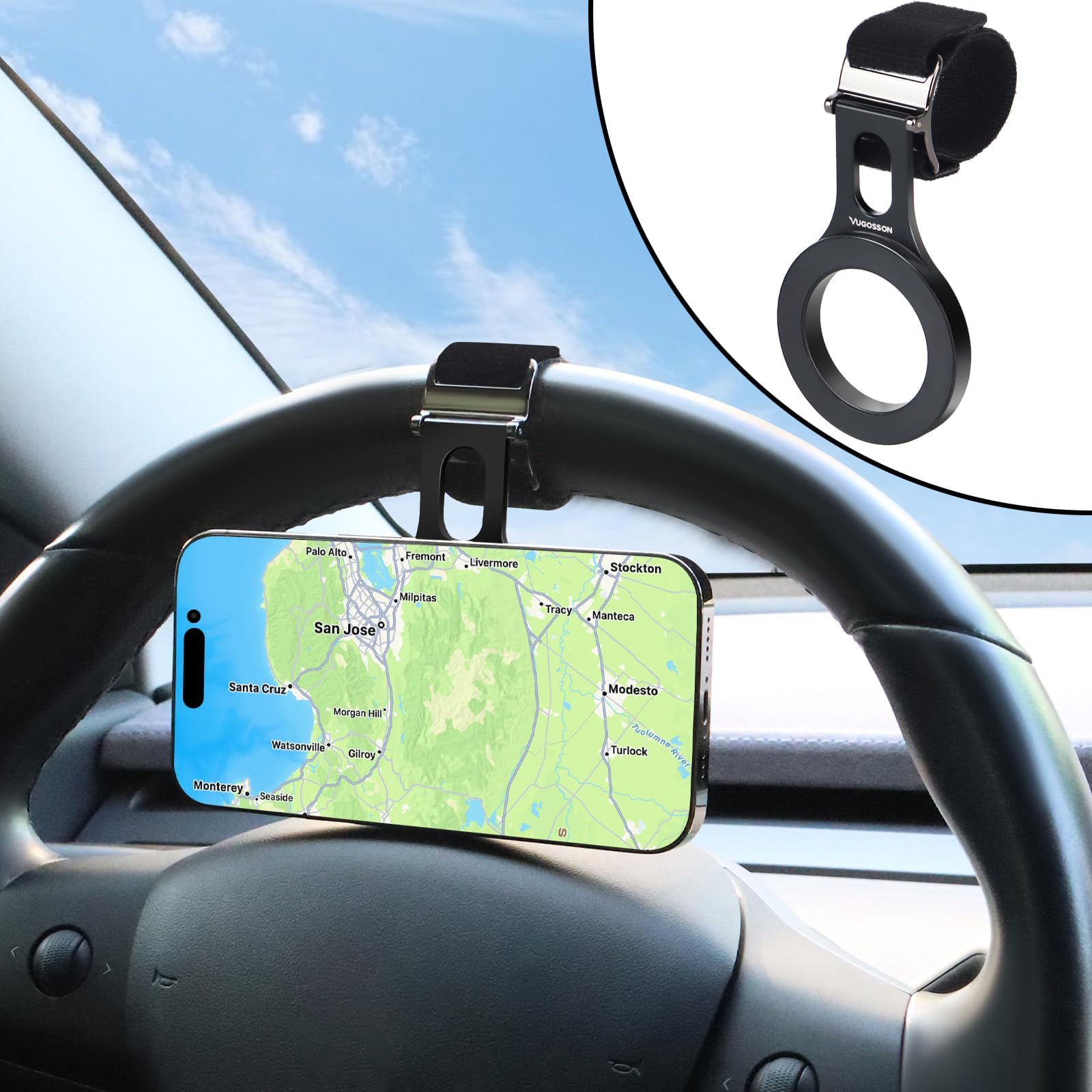 Magetic Phone Holder for Car, Steering Wheel Phone Holder [Strong