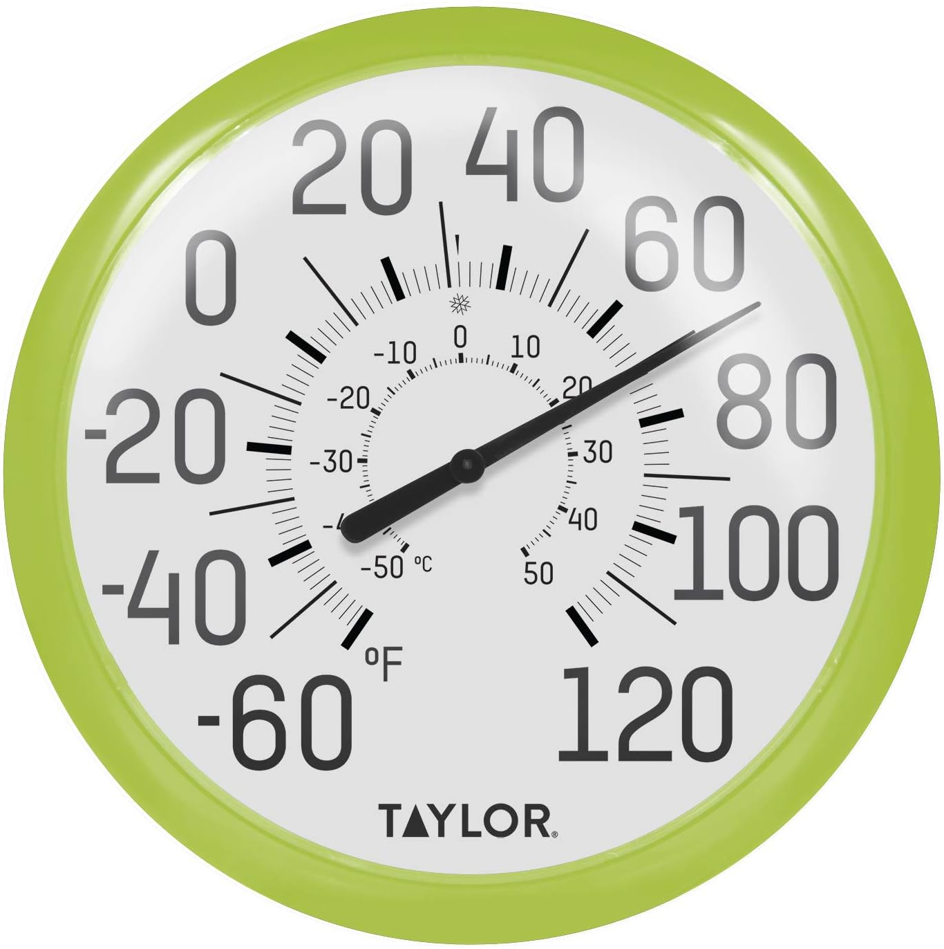 Taylor Big and Bold Wall Indoor Outdoor Thermometer, 13.25 inch, Green