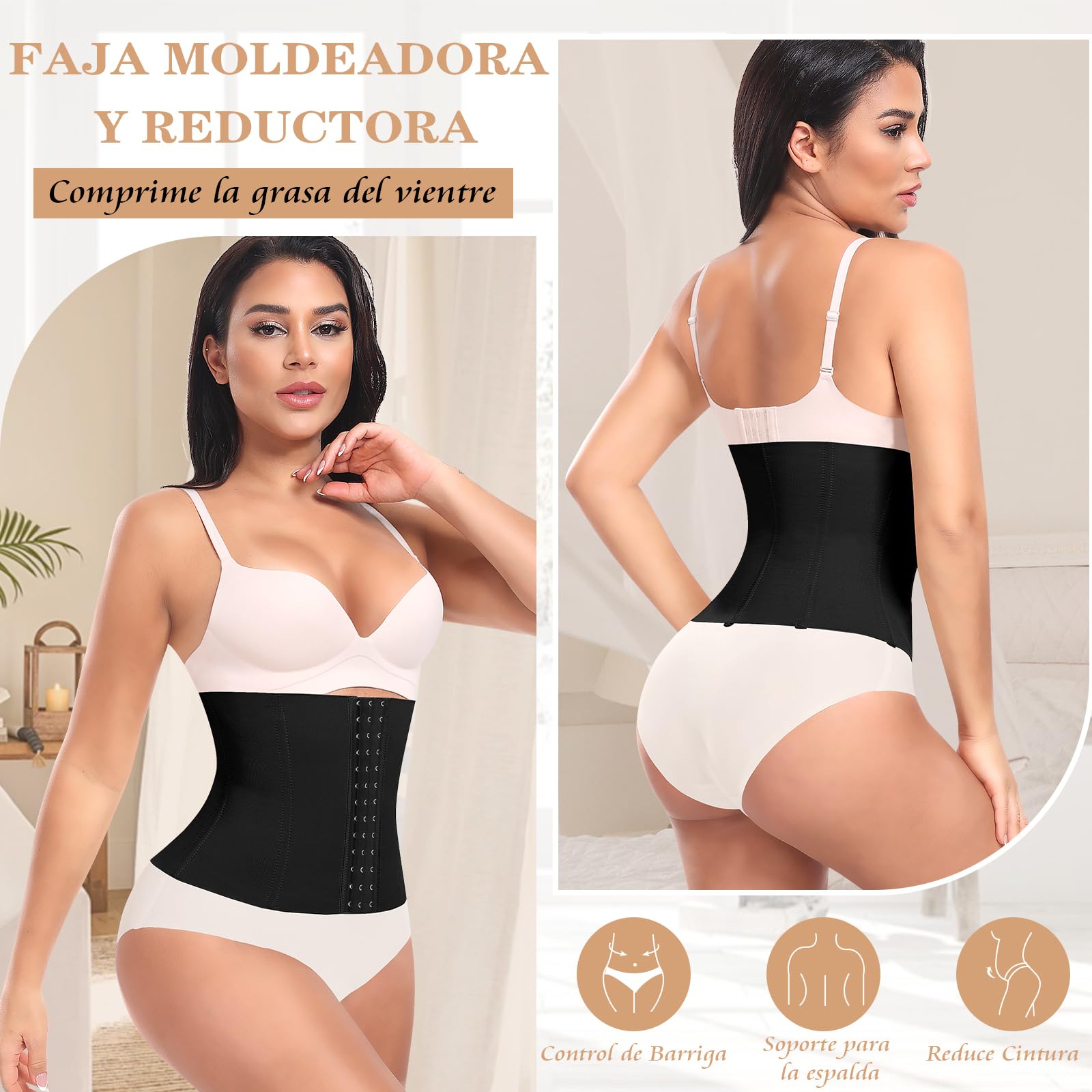 YARRCO Fajas Reductoras Mujer Abdomen Moldeadora Corset Reductor Adelgazante Waist Trainer Bustier Top Cintura Faja Postparto Cinturón Faja Colombiana Corsé Shapewear Ajustables