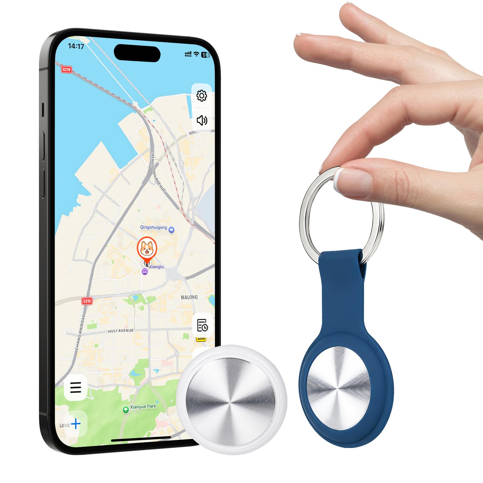 Tracker for Pets and Vehicles, Smart Dog and Cat Tracker Fits with iOS & Android, Real-Time Tracking & No SIM Card, No Subscription, Portable& Long Battery Life Locator