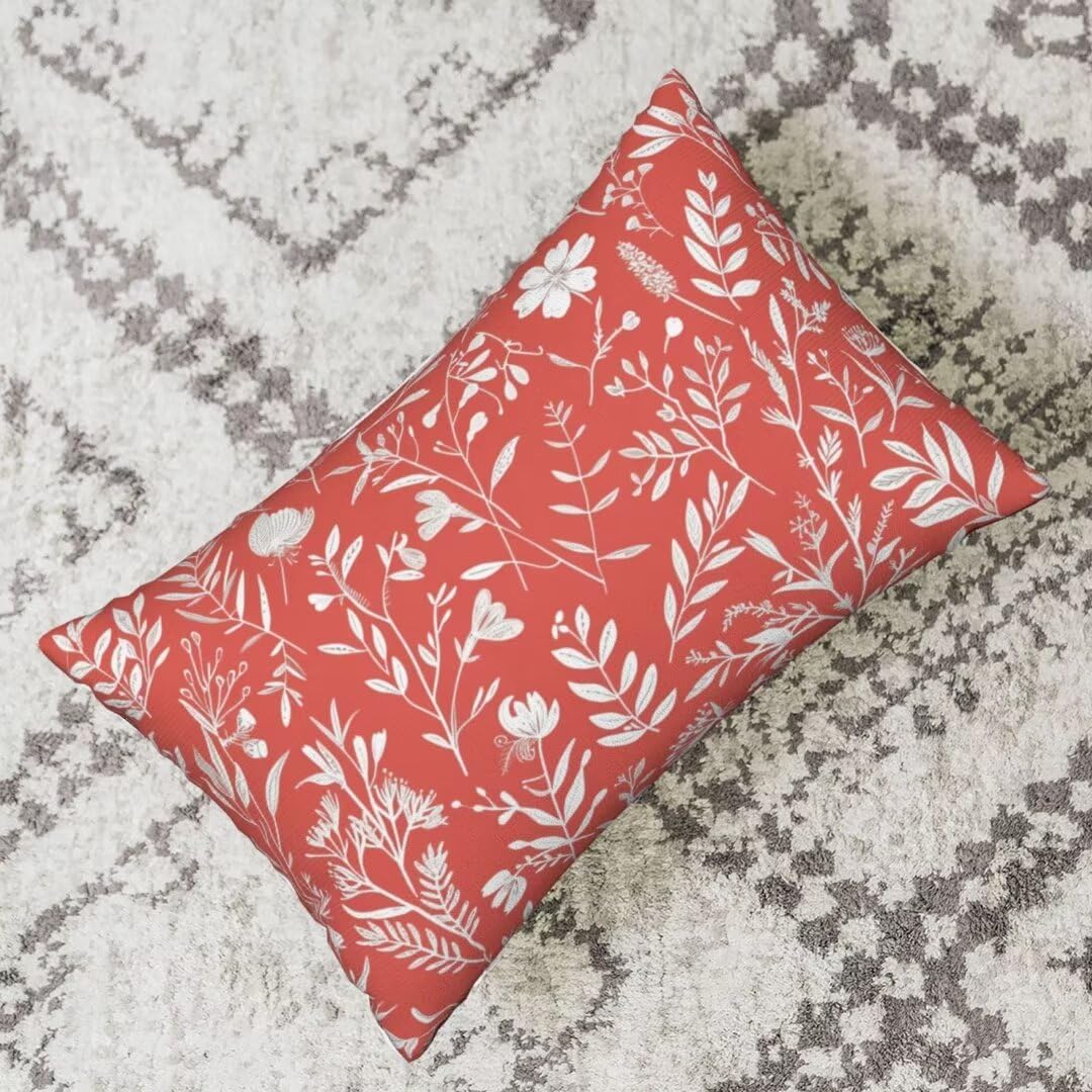 2er Set Samt-Kissenbezüge 40x80 Cm - Blumenmuster Mit Unsichtbarem Reißverschluss