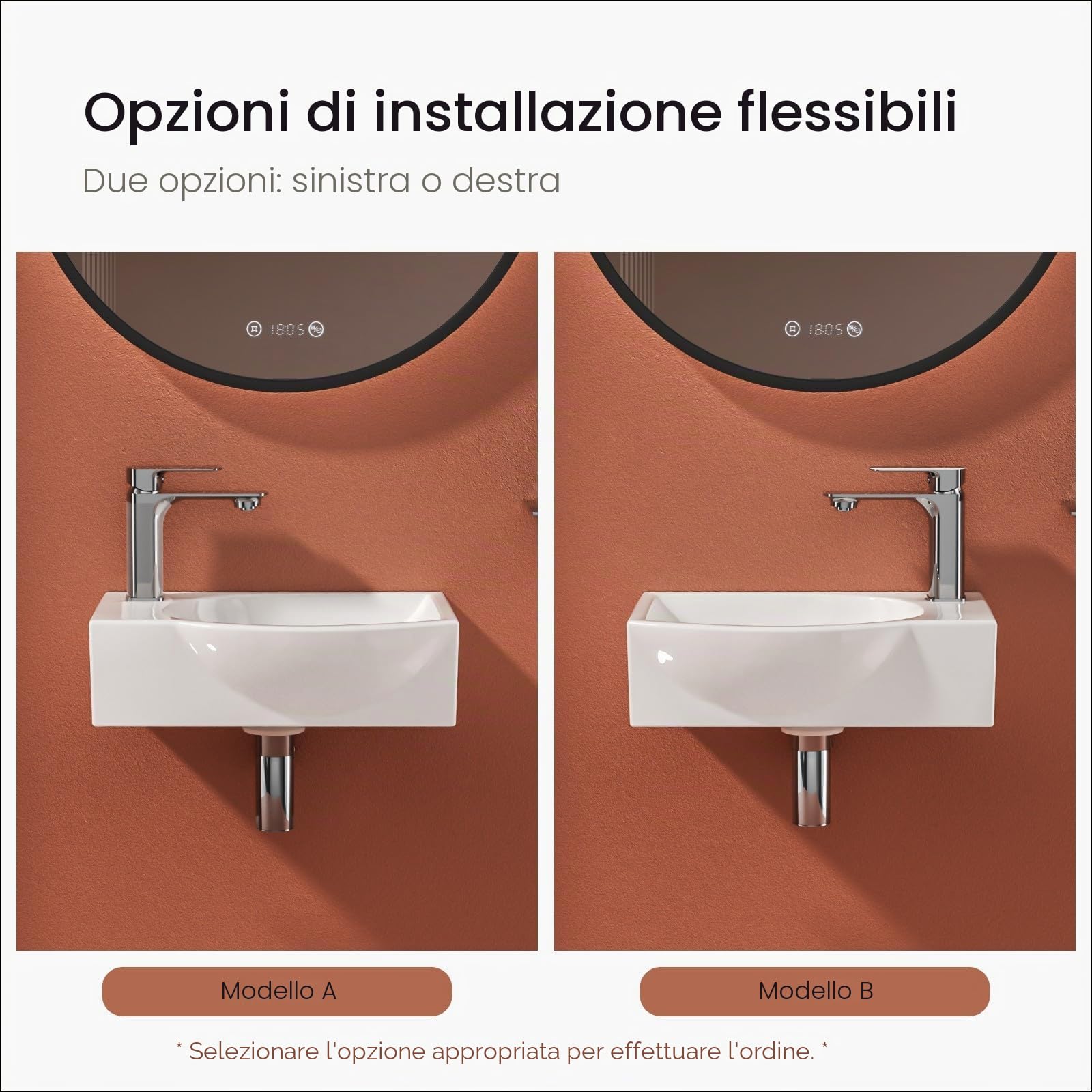 EMKE Lavabo da parete per armadio, piccolo lavabo ad angolo a semicerchio, in ceramica, per bagno, lavandino, bianco, 30 x 25 x 12 cm (lunghezza x larghezza x altezza)