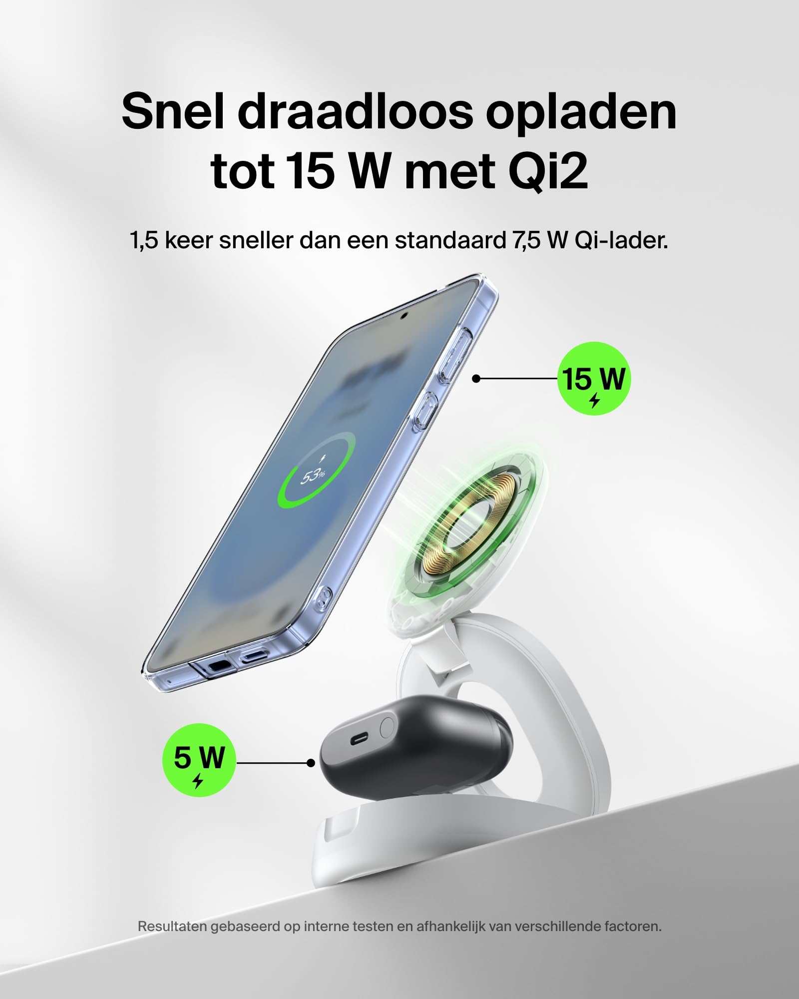 Belkin WIZ009TTWH Cargador inalámbrico 3 en 1 con MagSafe de 15 W