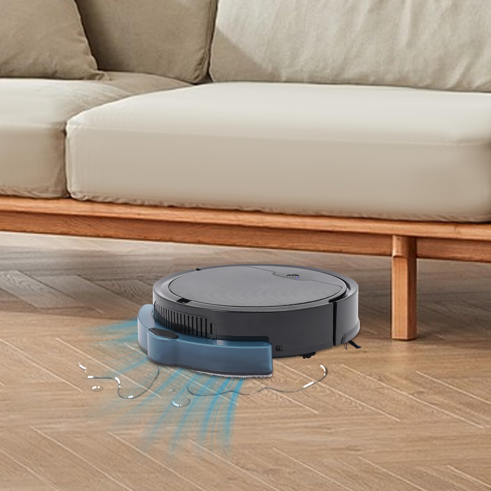 Barredora 3 en 1, barrer, aspirar y limpiar, minirobot de limpieza, carga USB, control automático de aplicación, vermeidun fuerte succión 1100Pa para mármol, baldosas de cerámica, madera