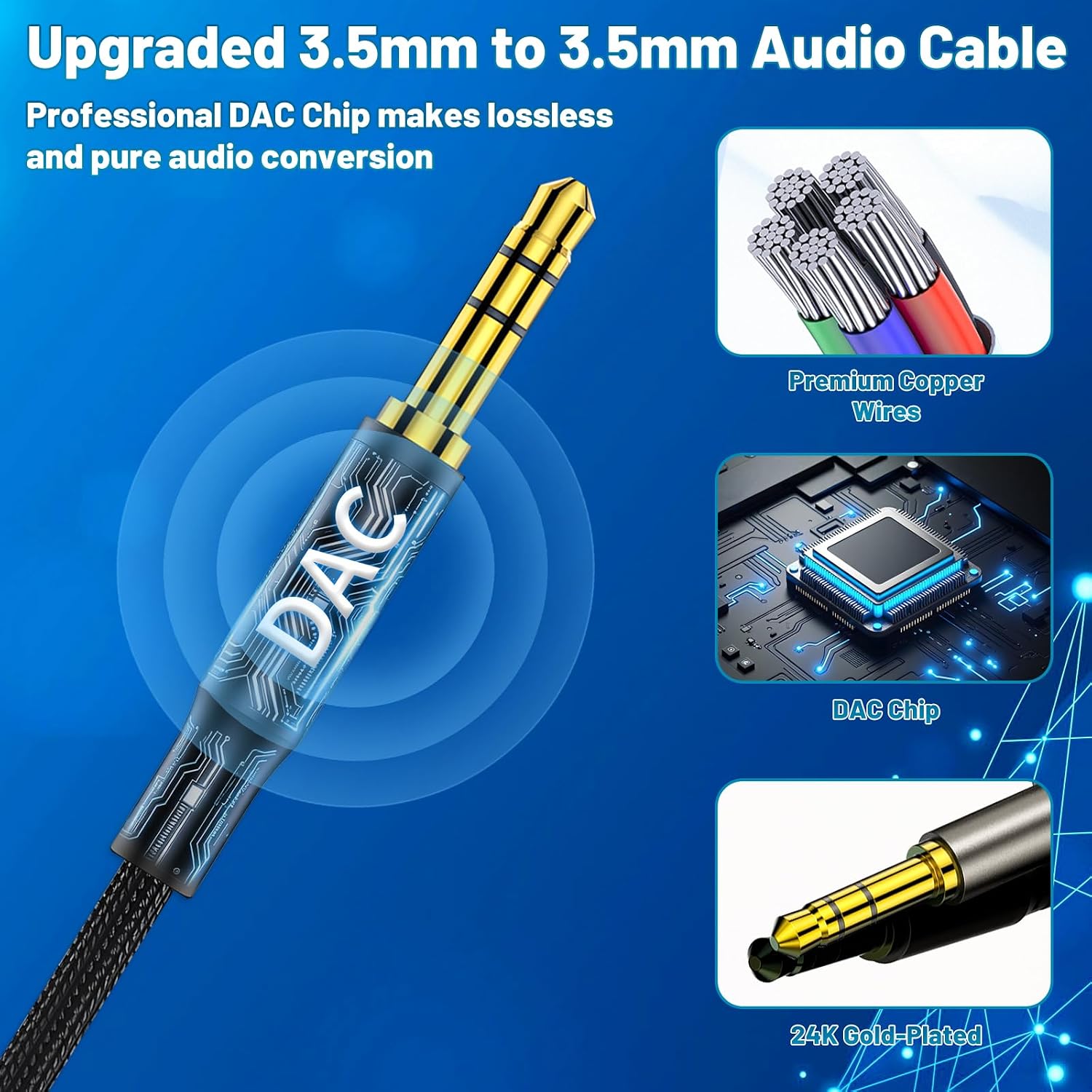 Aux Cable, Jack Cable Aux Cable & Audio 3.5 mm Cable, Auxiliary Cable, Stereo Audio Cable, 1 m Jack to Jack Cable, for Headphones, Car, Mobile Phone, PC, Speakers, Stereos, MP3 Players etc