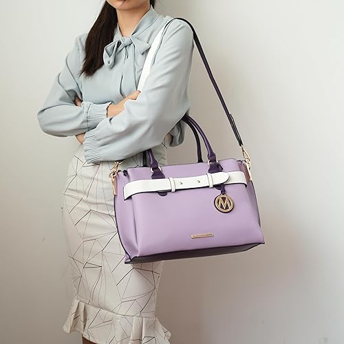 Vista 3 de MKF Collection Mia k - Bolso bandolera de cuero vegano con asa superior, color beige