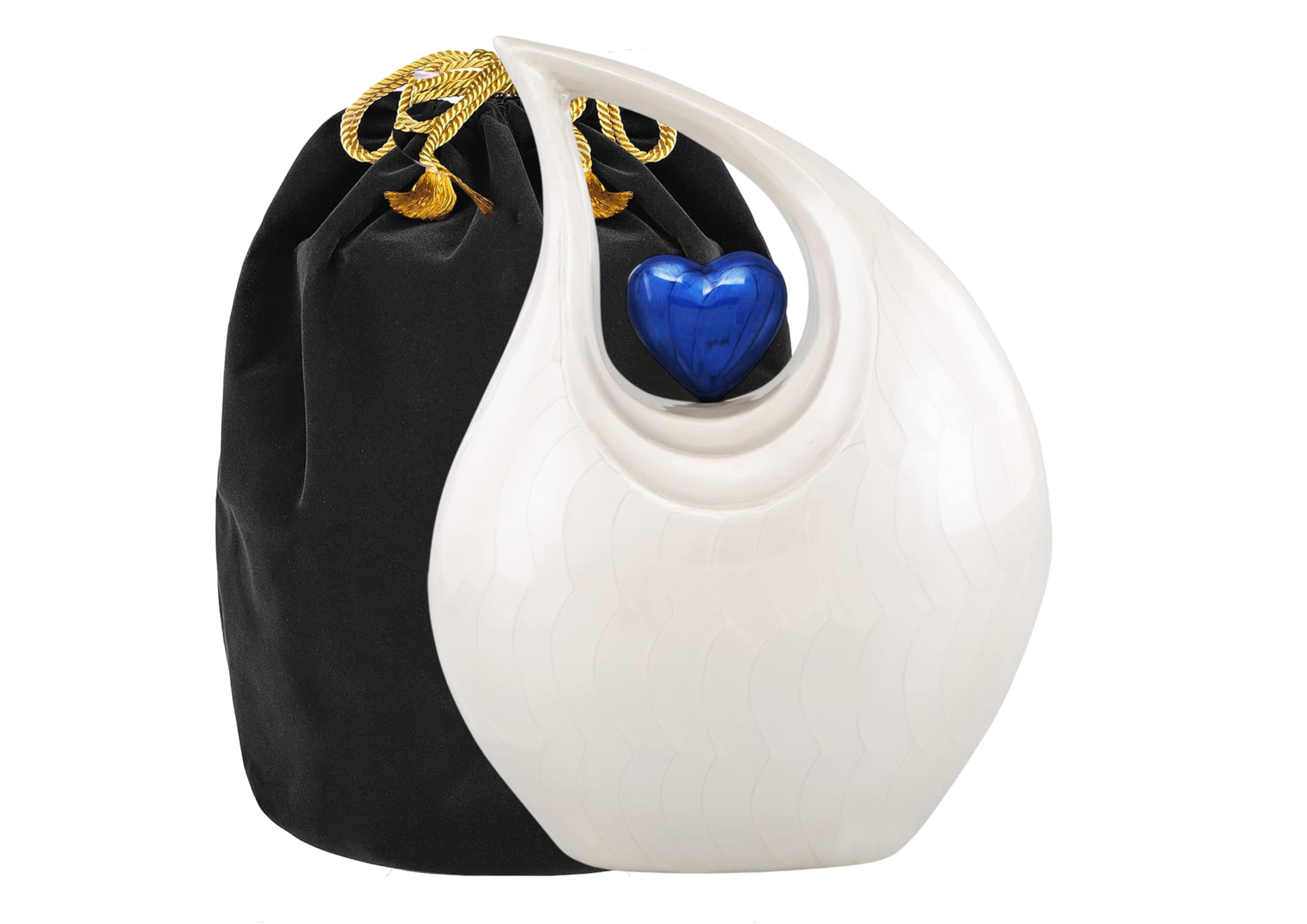 Heart of Love Cremation Urn for Human Ashes – Beautiful Memorial ERN for Adult – Decorative ERN for Loved Ones – Funeral Urn for Burial or Display (White Blue, Adult) — image 1