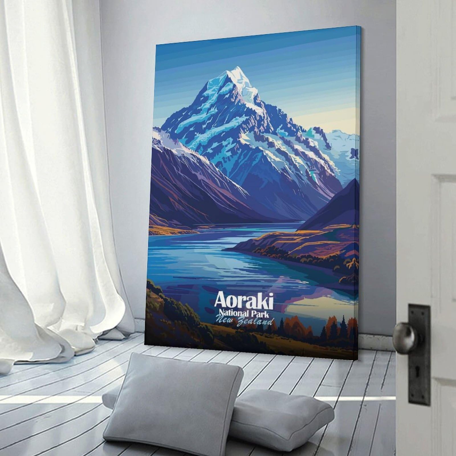 Junmoney Aoraki National Park, New Zealand Wall Picture Print 24x36inch(60x90cm), for Home Walls, Creative Rooms Or Shared Spaces, Stylish Home Artwork for Focal Walls