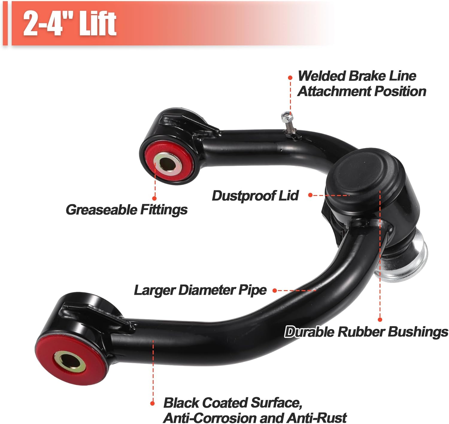 X AUTOHAUX 2-4" Front Upper Control Arms for Toyota Tacoma 96-03 4Runner 96-02 with Ball Joint 2PCS Adaption 2-4" Lift Suspension Kit Adjustable Control Arm Factory Suspension Arms