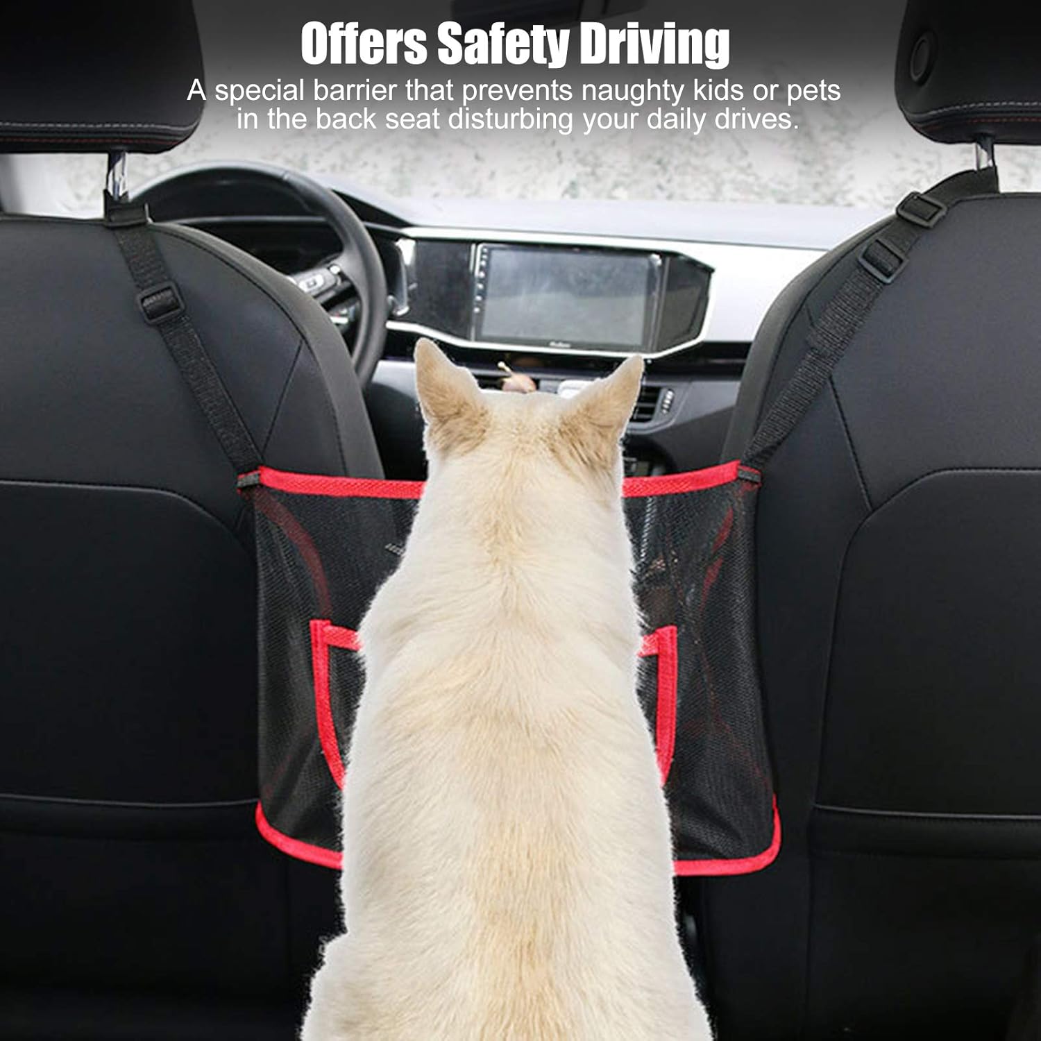 Linkstyle Car Seat Back Mesh Organizer, Net Bag with 1PCS Extra Hook for Driver Storage for Purses and Bags Front Seat Handbag Holder Attaches to Headrest Photo