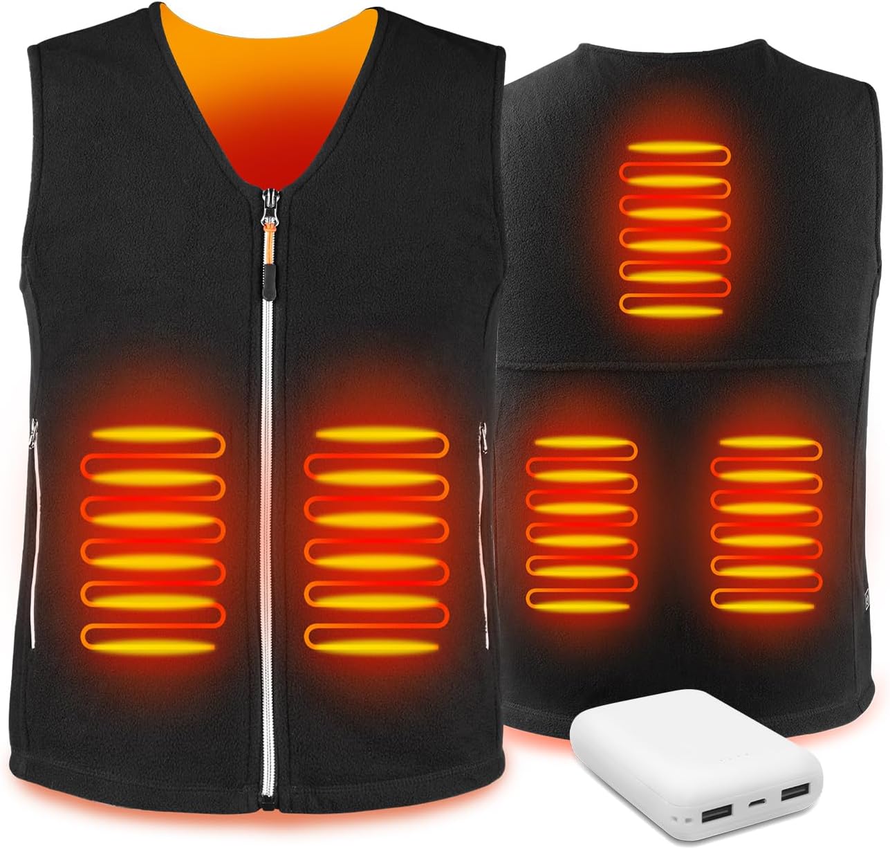 Warm Storm Heated Vest, Unisex V-Neck Polar Fleece Jacket with 5-Zone Heat & 3 Settings for Outdoor, Work, Winter
