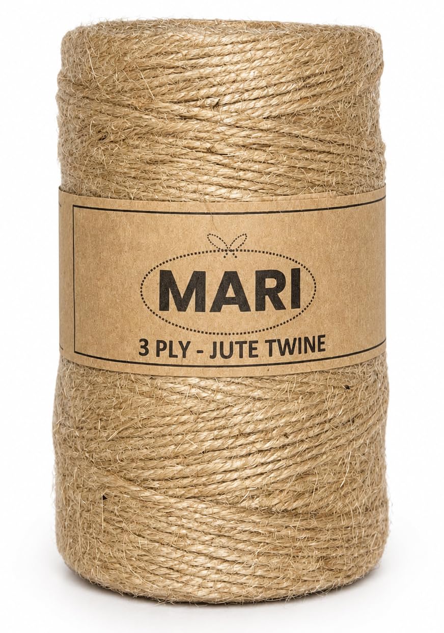 MARI - 3ply - 150 metres Natural Jute Twine Yarn – Strong Eco-Friendly Jute Rope for Crafts, Gift Wrapping, Gardening, DIY Projects, Plant Hangers, Packing & Home Decor.-picture-10