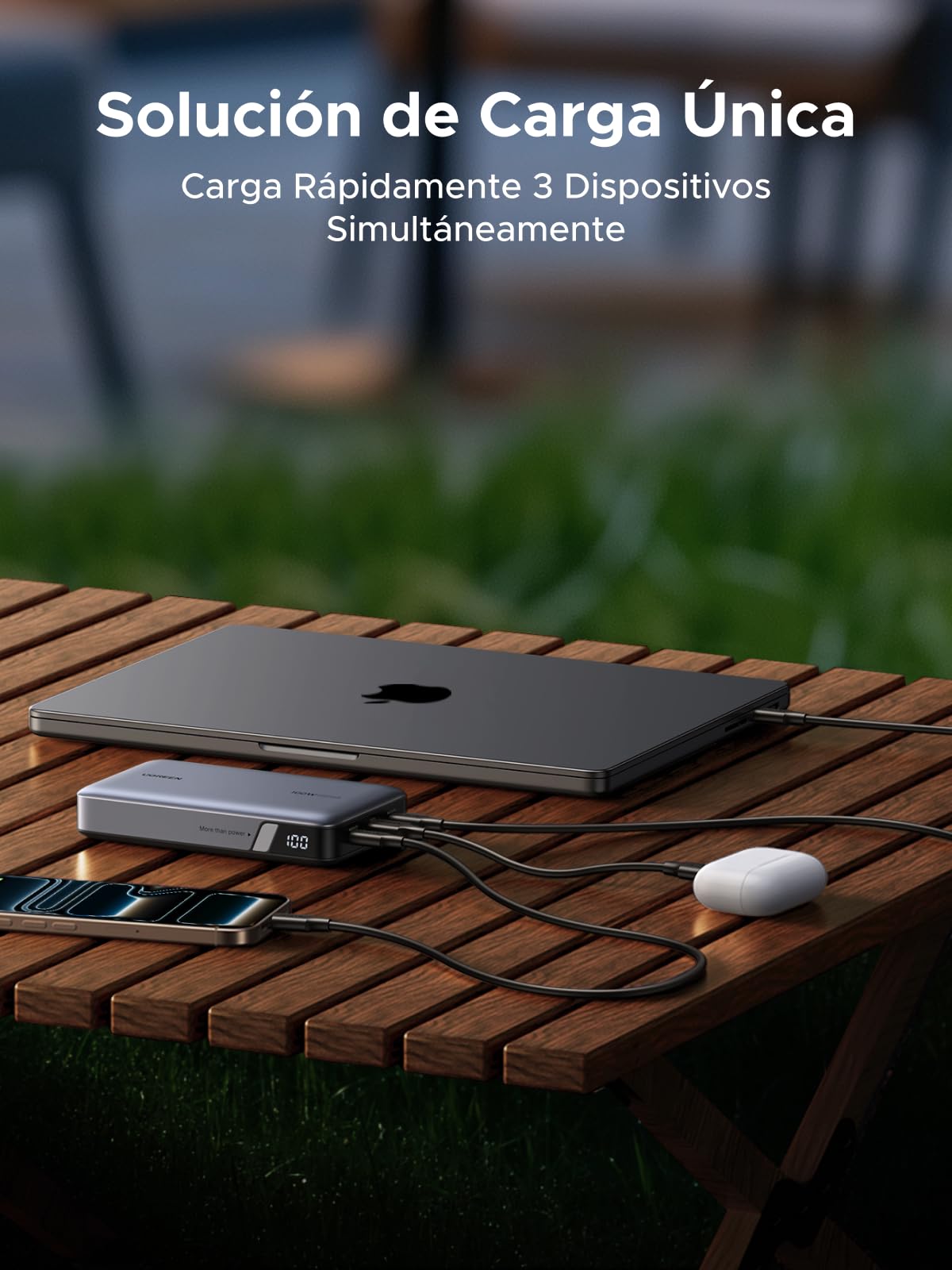 UGREEN Nexode 100W Power Bank 20000mAh Batería Externa USB C Carga Rápida | 3 Puertos 2C1A, ThermalGuard, Cargador Portátil PC, LED, Compatible con iPhone 17 16 15 Galaxy S26 S25 iPad MacBook Air Pro