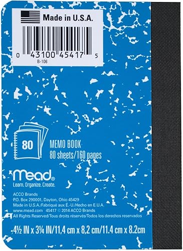 Miniatura 5 de Mead Libro de notas cuadrado, papel a rayas estrechas, 80 hojas, 4-12 x 3-14 pulgadas, colores surtidos, 1 unidad (45417)