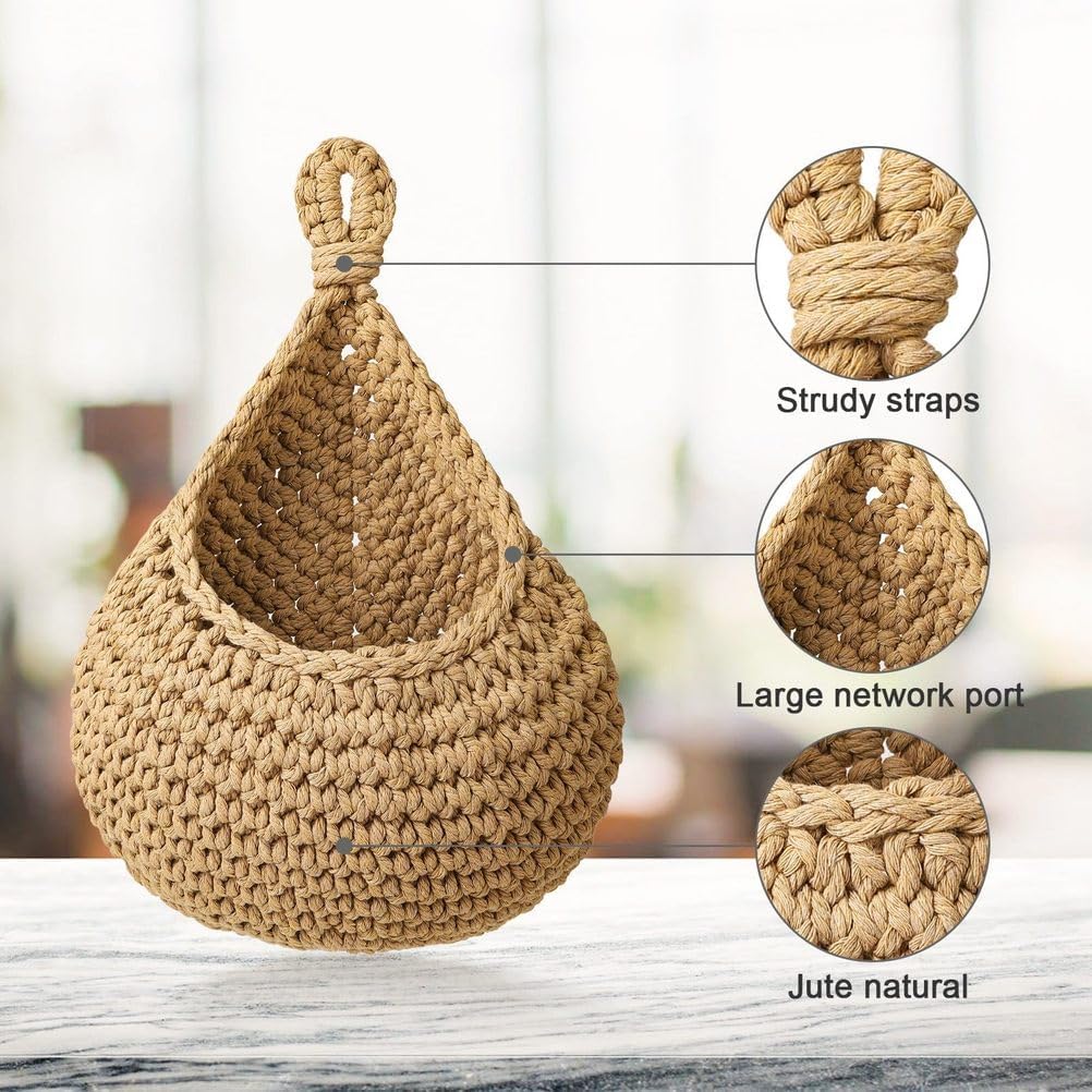 Wall Hanging Fruit Baskets for Kitchens Organizing, Decorative Vegetable Fruit Holder, Handwoven Garlic Potato Tomato Onion Storage Basket,for Wall Decor