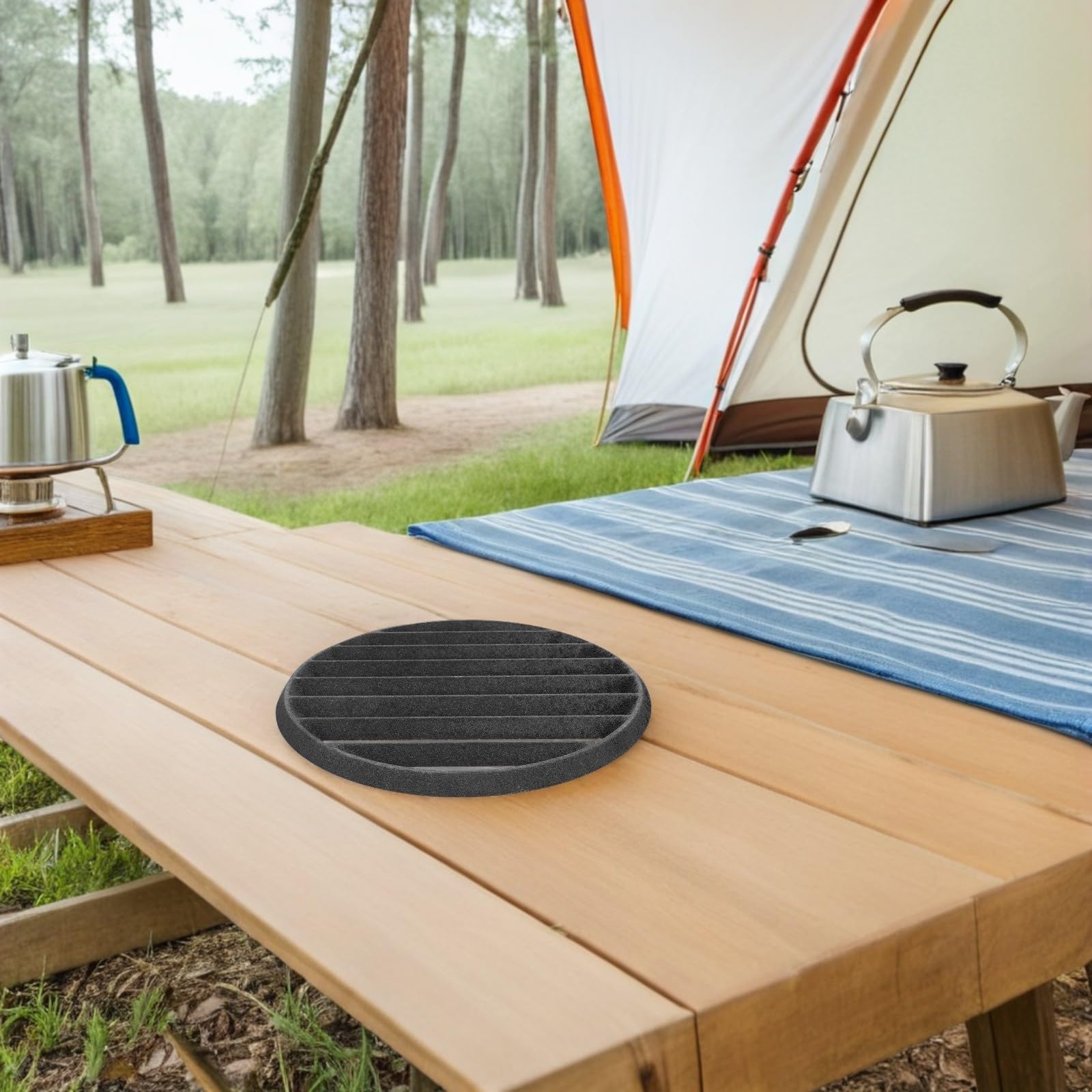 SHINEOFI Grillrost als Praktisches Grillzubehör Gusseiserner Runder aus Robustem Gusseisen mit Asche und Holzkohlerost für Campingausflüge und Familienfeiern