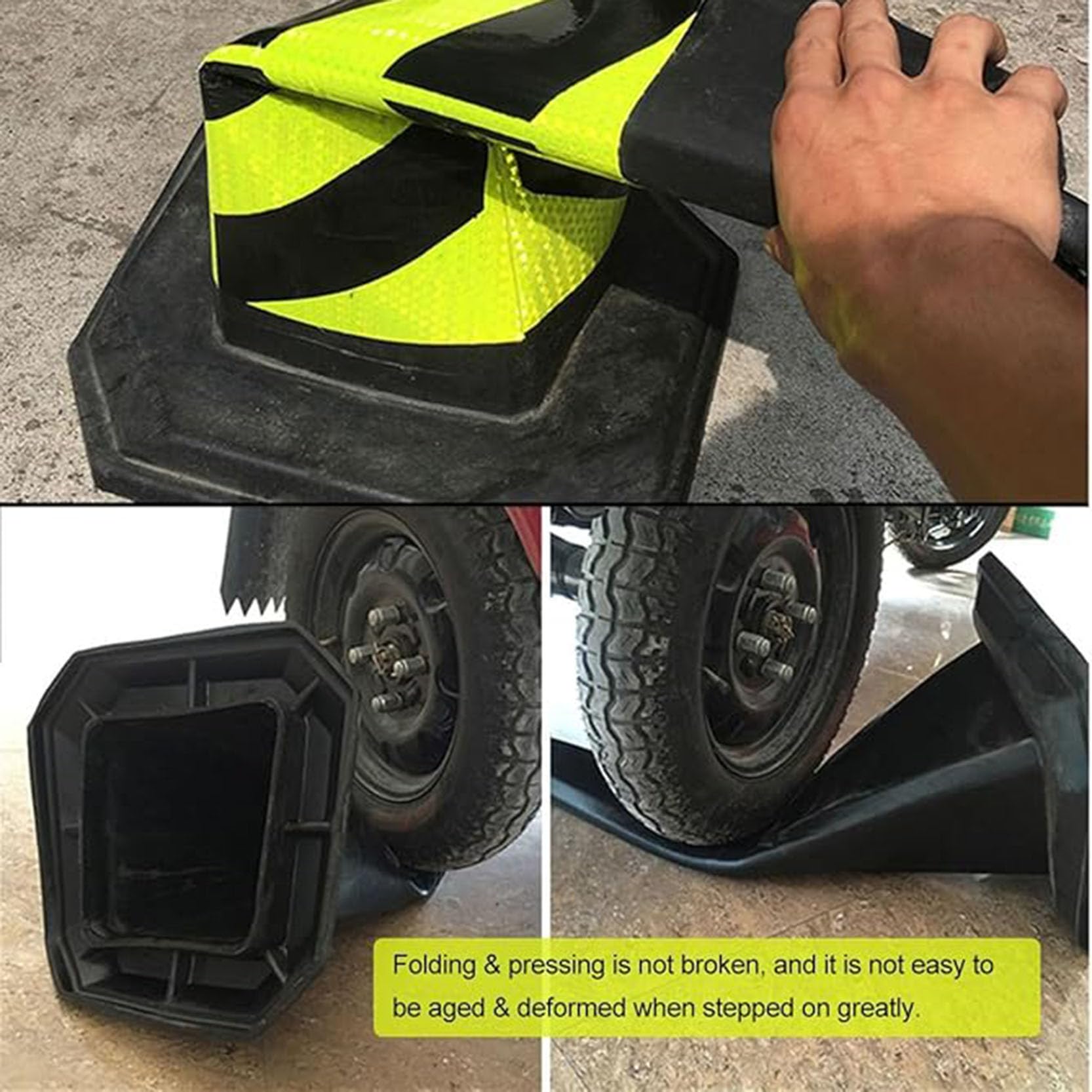 Lot de 3 Cône de Signalisation Orange avec Anneau de Levage,Cône Pliable Multi-usages avec Collerette Réfléchissante pour Parkings,Chantiers et Sécurité Routière(Size:70x40x40cm,Color:3A)