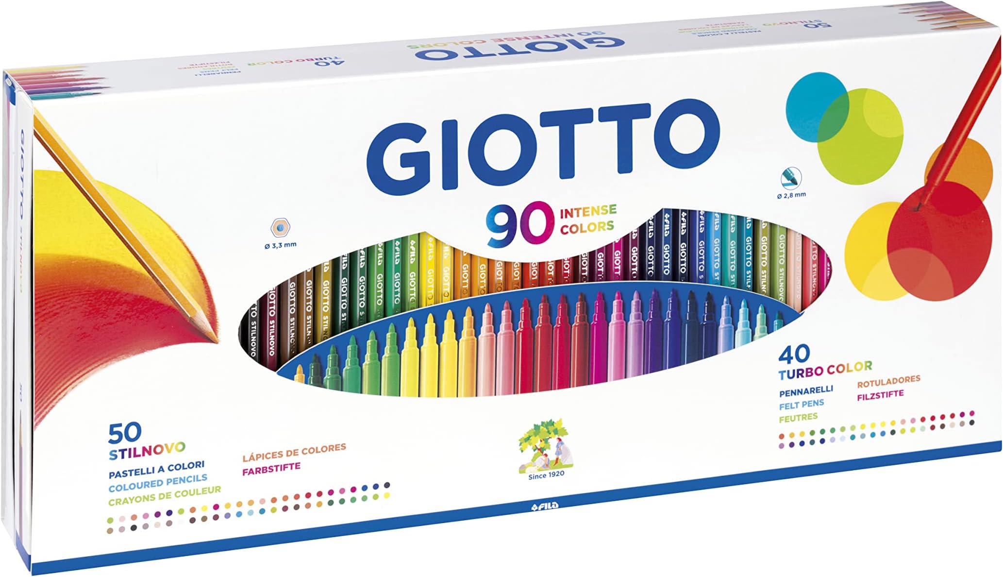 FILA - Fabbrica Italiana Lapis ed Affini Stilnovo and Turbo Color Crayons Markers, Assorted, 257500