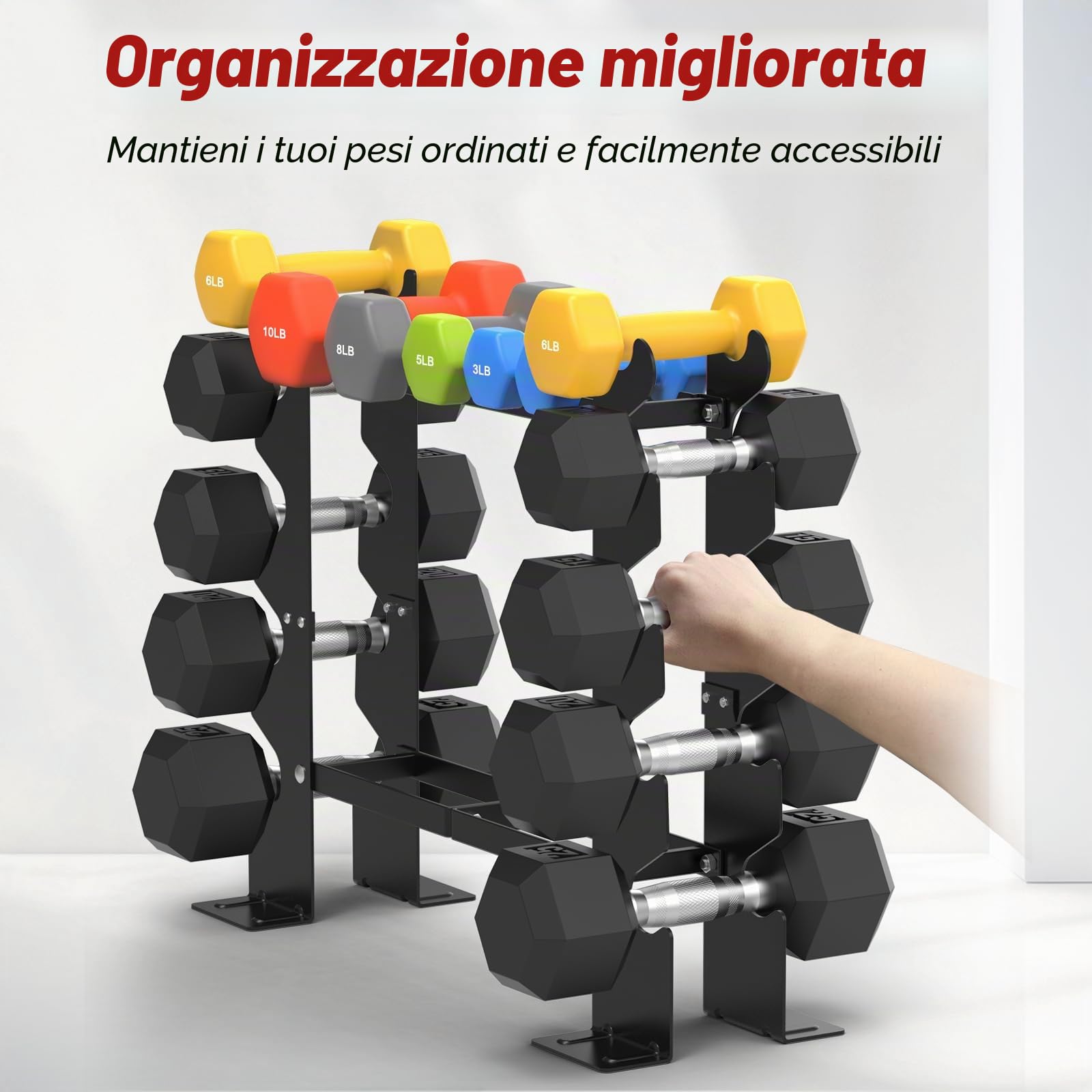 RELIFE REBUILD YOUR LIFE Rettangolo Manubri Rack Dumbbell Rack Manubri Supporto Peso Rastrelliera Pesi Porta pesi Palestra Casa