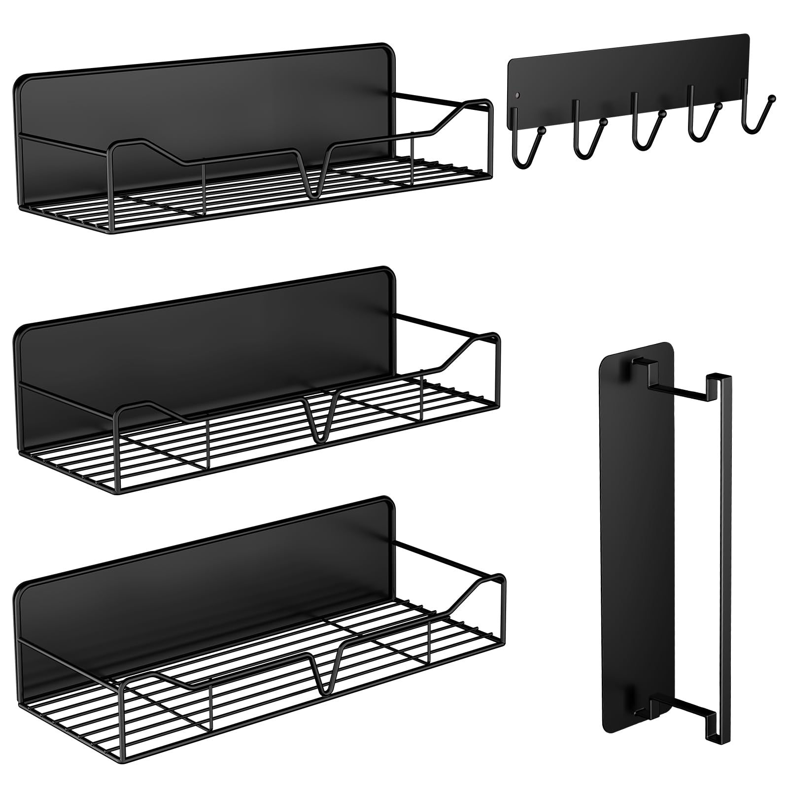 UNIKEYBOX 5 Pack Magnetic Spice Rack for Fridge, Magnetic Shelf for Kitchen Organizer No Drilling, Magnetic Spice Rack for Refrigerator Kitchen Storage and Organization (Black)