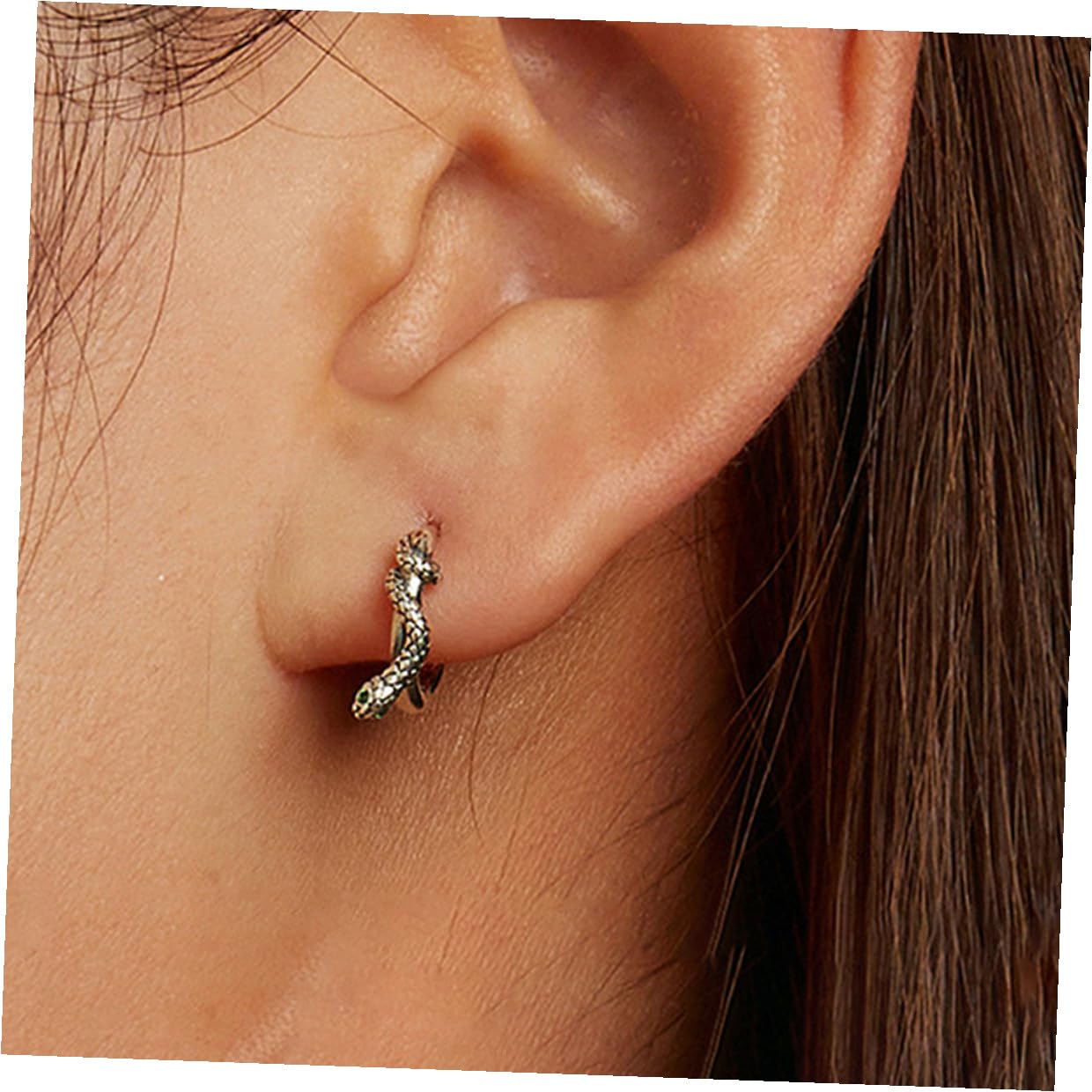 Hohopeti 2 Paare Sterling Silber Schlangen Ohrringe Damen Ohrstecker mit Grünem Zirkonia Hypoallergen Minimalistisches Design Sicherer Verschluss Modische Schmuckstücke für Alltag und