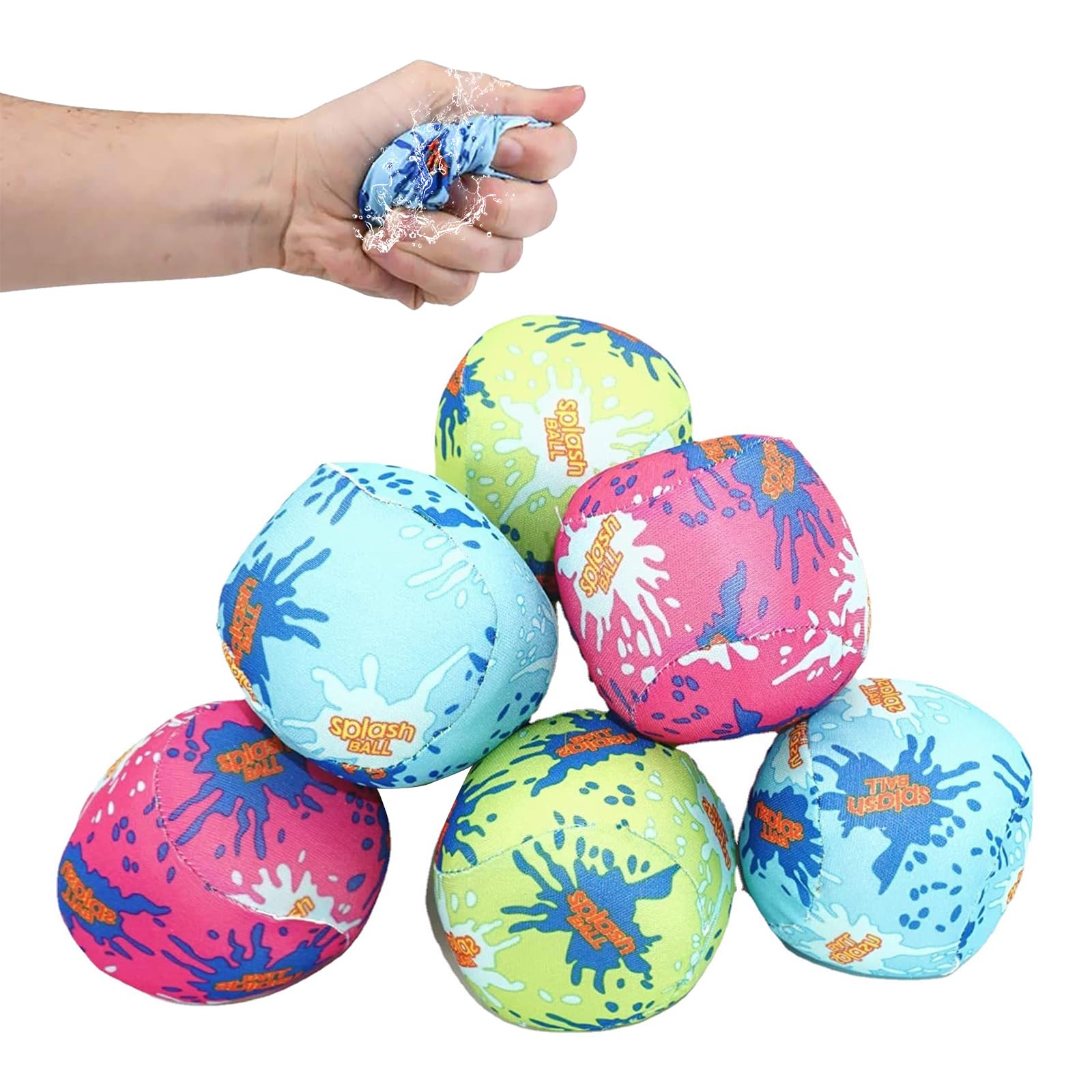 12 PCS Reusable Water Balls, Water Splash Soaker Balls, Cotton Water Absorbent Ball for Swimming Pool, Beach, Backyard Outdoor Play, Pool Beach Party Favors, Water Balls for Kids Adults
