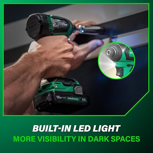 Miniatura 9 de Metabo HPT Kit combinado de taladro conductor inalámbrico sin escobillas multivoltios de 18 V y destornillador de impacto, kit de herramientas