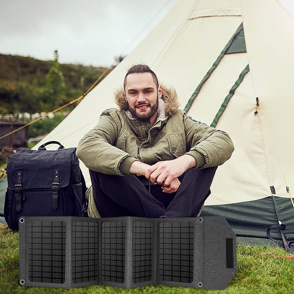WSHA Portatile 30W Pieghevole Pieghevole Pieghevole Pieghevole Pannello Solare Dual USB Port da Esterno Mobile Power Power Bank Caricabatteria, per RV, Barca, Famiglia, Camping
