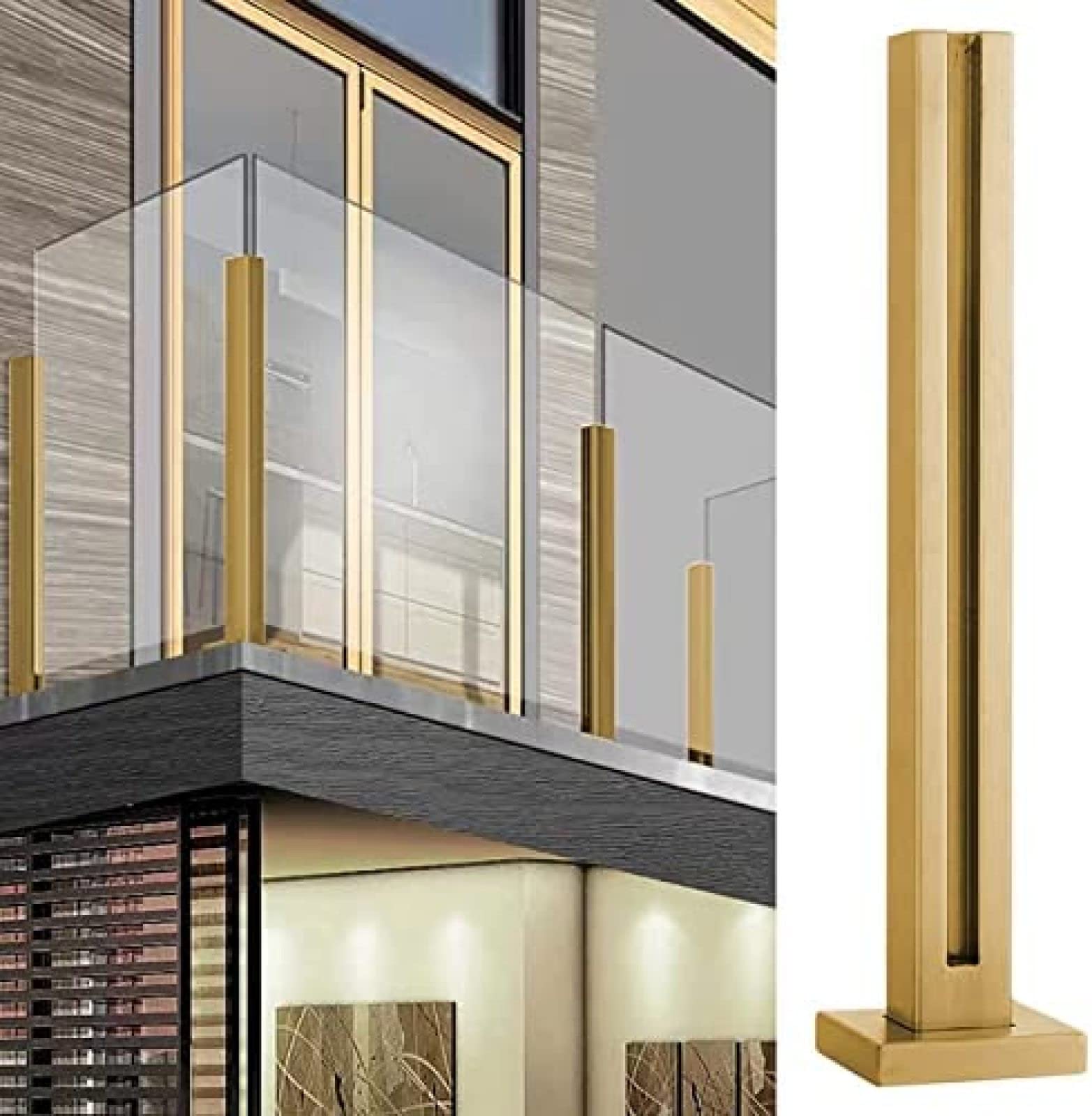 Balustrade Posts Glass Railing Post Safety System, 85/95/100/105/110/115/120cm Height Balustrade Handrail Kit, Waterproof Deck Swimming Pool,End Post,Height-110cm/43.3in