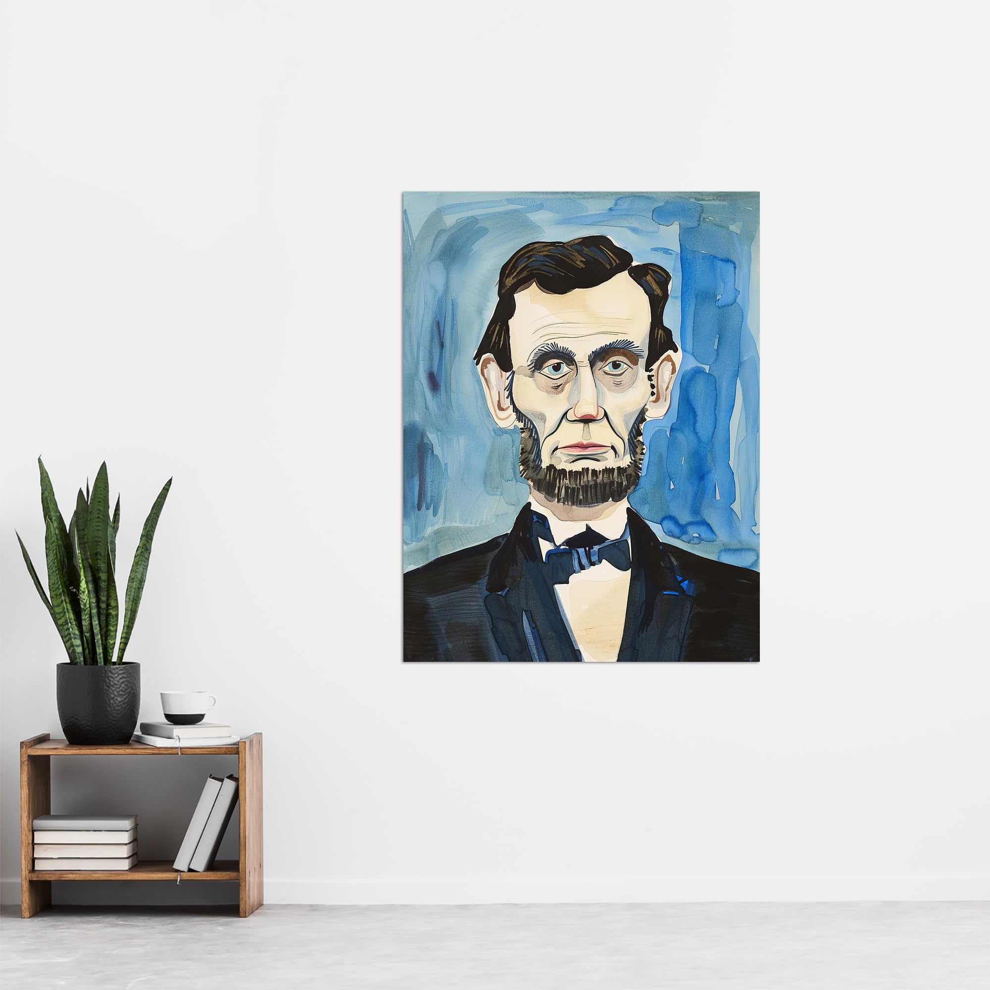 Artery8 President Abraham Lincoln Watercolour Portrait Living Room Extra Large XL Wall Art Poster Print, Unframed 24X32", 81L x 61W cm - Image 4