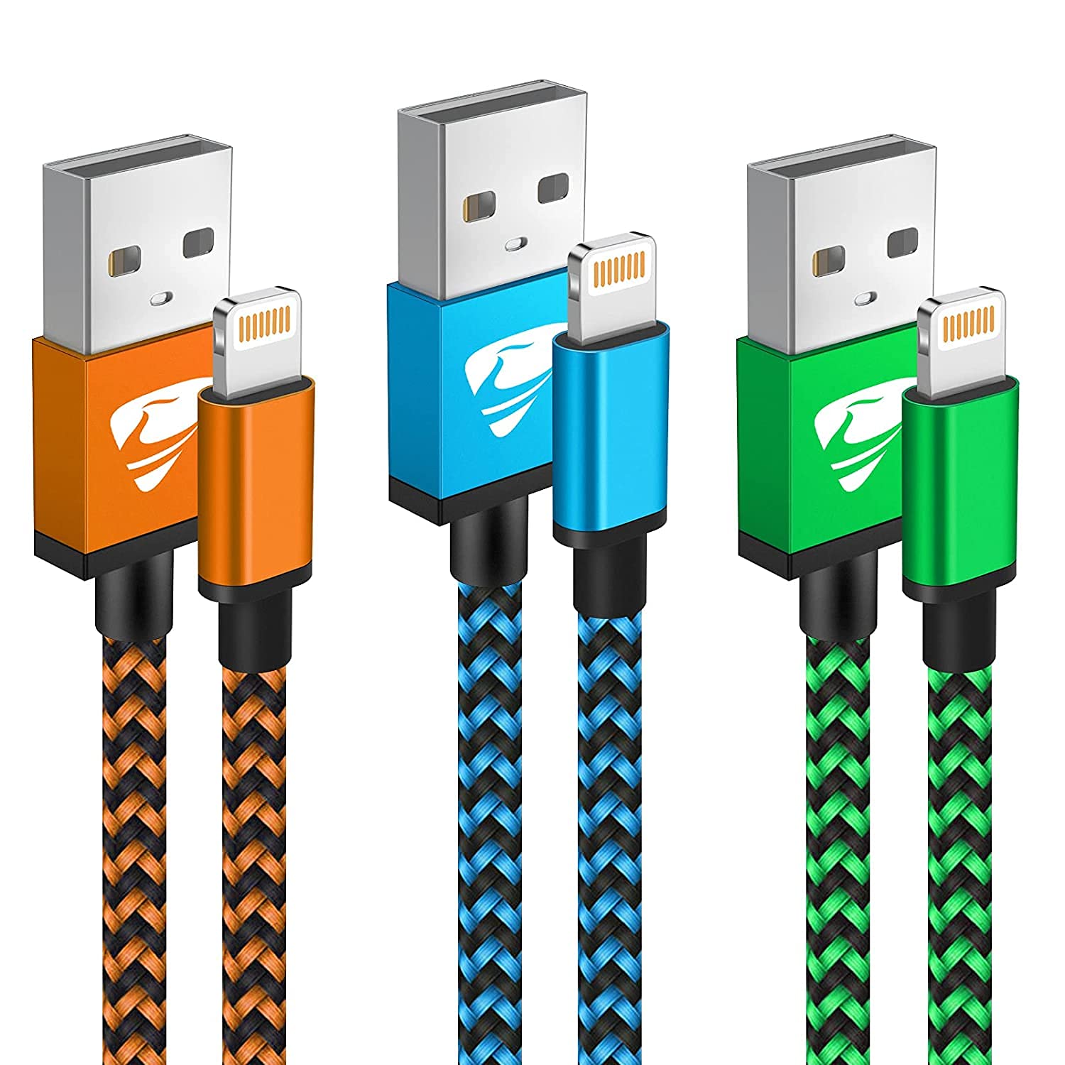 Cavo Lightning USB MFi Nylon Ricarica Rapida per iPhone 14 13 Pro Max 12 11 XR XS X 8 7 6s 6 Plus SE iPad 2 Metri 3 Pezzi