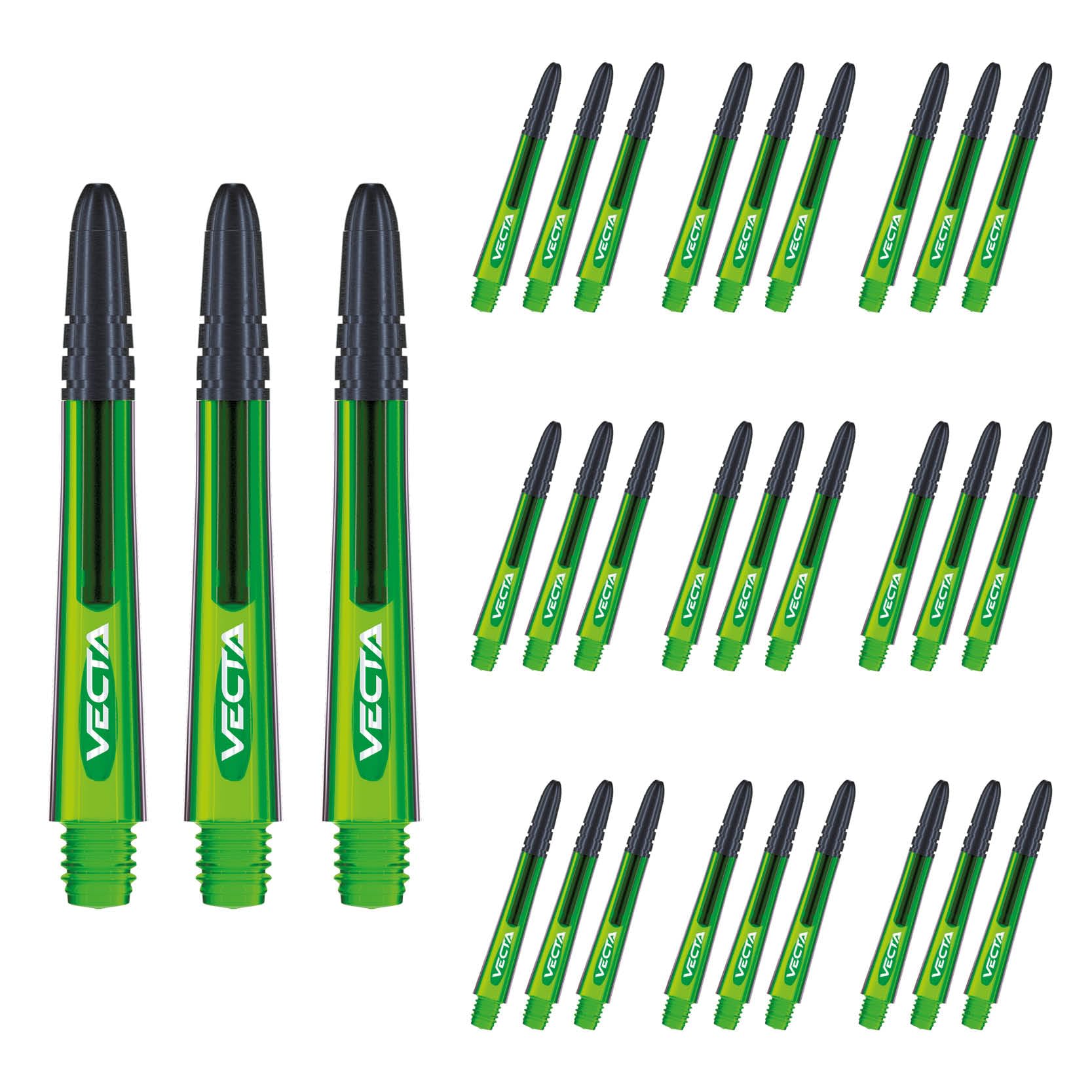 WINMAUVecta Green Medium Polycarbonate Dart Stems (Shafts) - 10 sets per pack (30 dart stems in total)