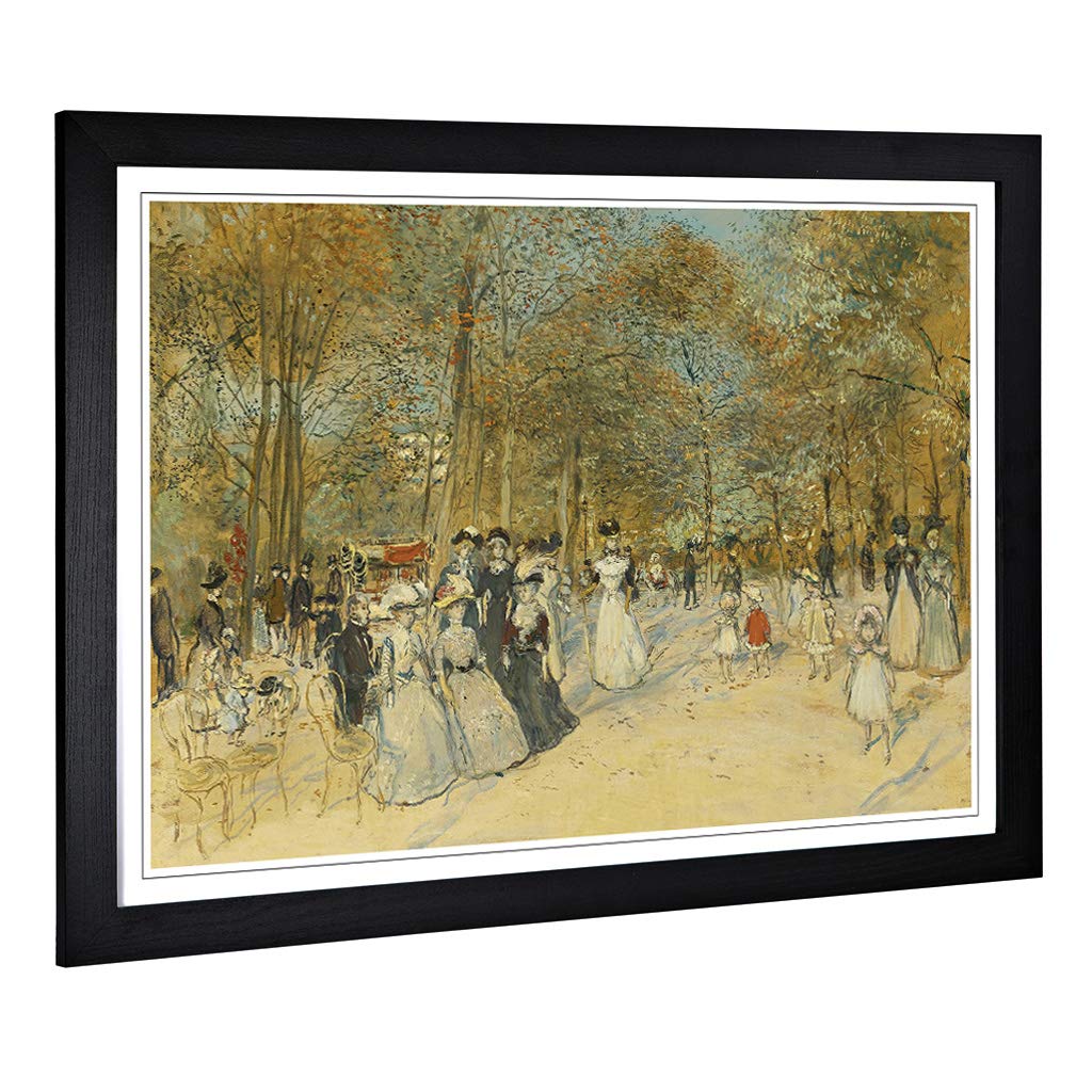 Big Box Art Framed Print of Jean-Francois Raffaelli Landscape with People (2) Design | Wall Art Picture| Home Decor for Kitchen, Living Room, Bedroom, Hallway, Black, A2 / 24.5x18 Inch / 62x45cm