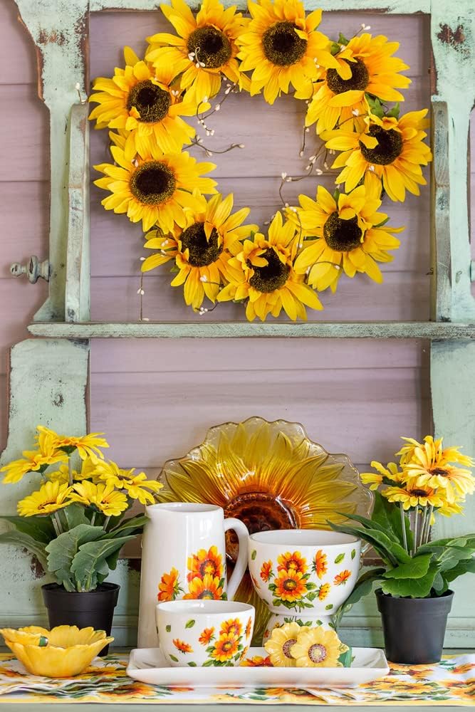 Boston International Metal Pitcher Farmhouse Decorative Pitcher, 8.75" Tall, Sunflower - Image 2